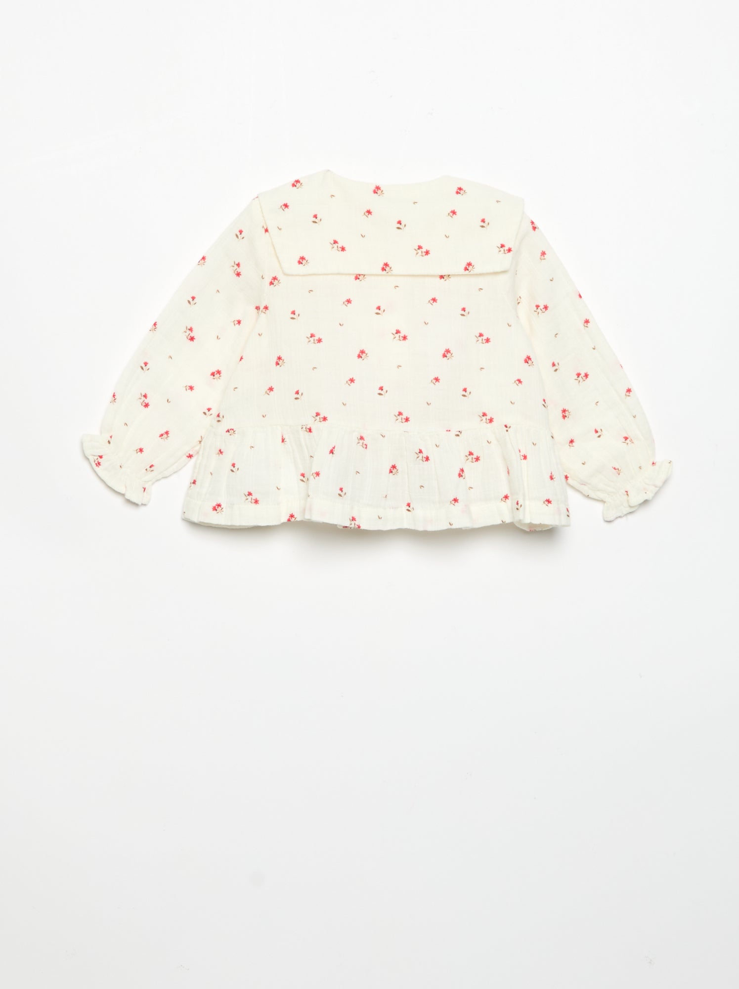 Blouse gaze de coton boutonné - Blanc