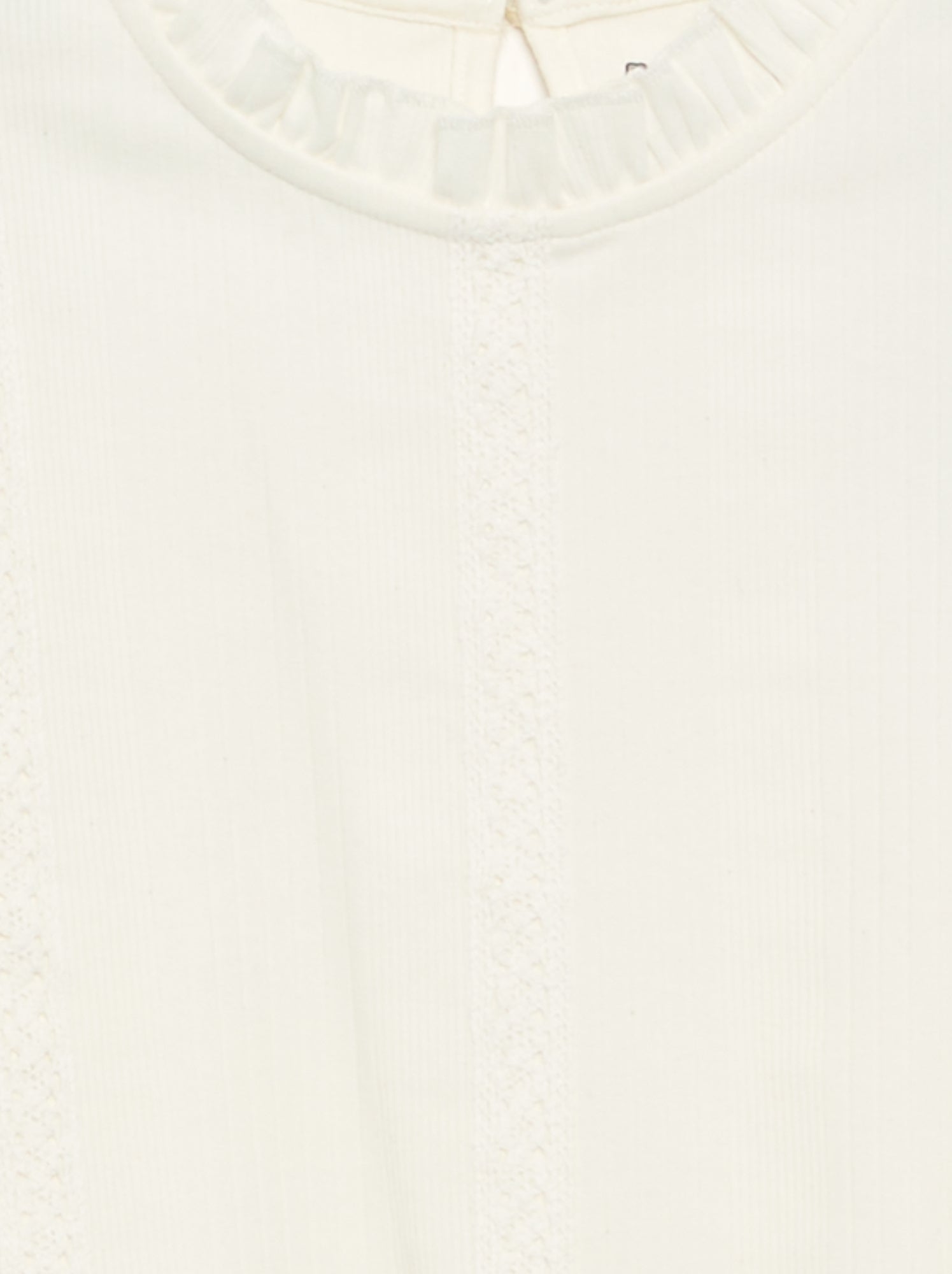 Blouse manches longues avec col volanté - Beige