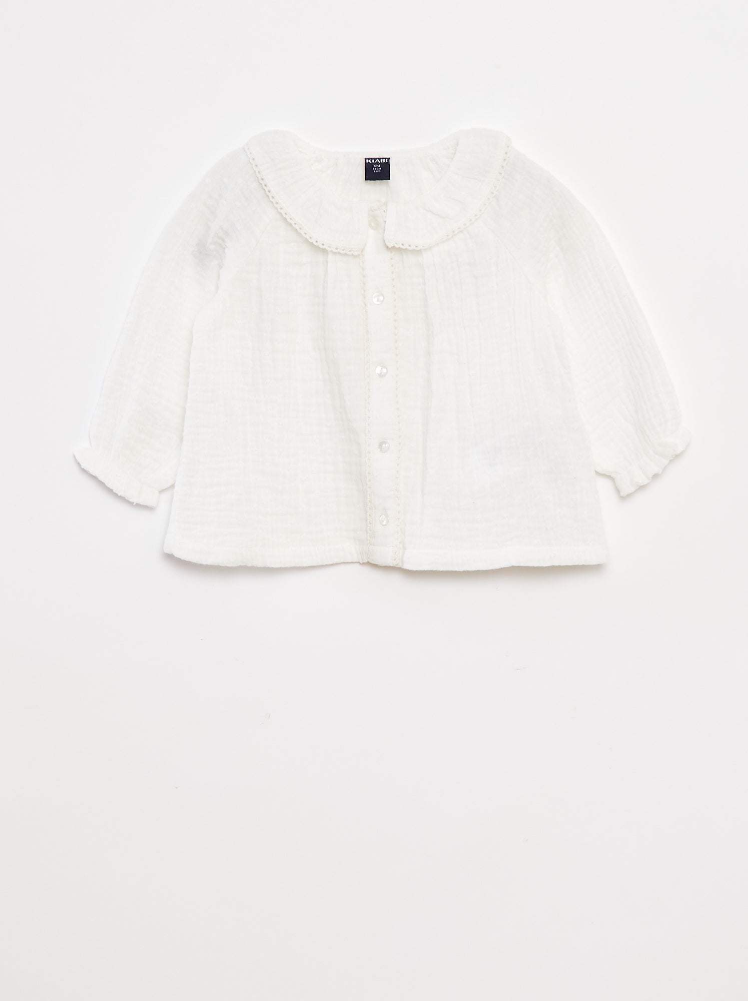 Blouse plumetis en gaze de coton - blanc
