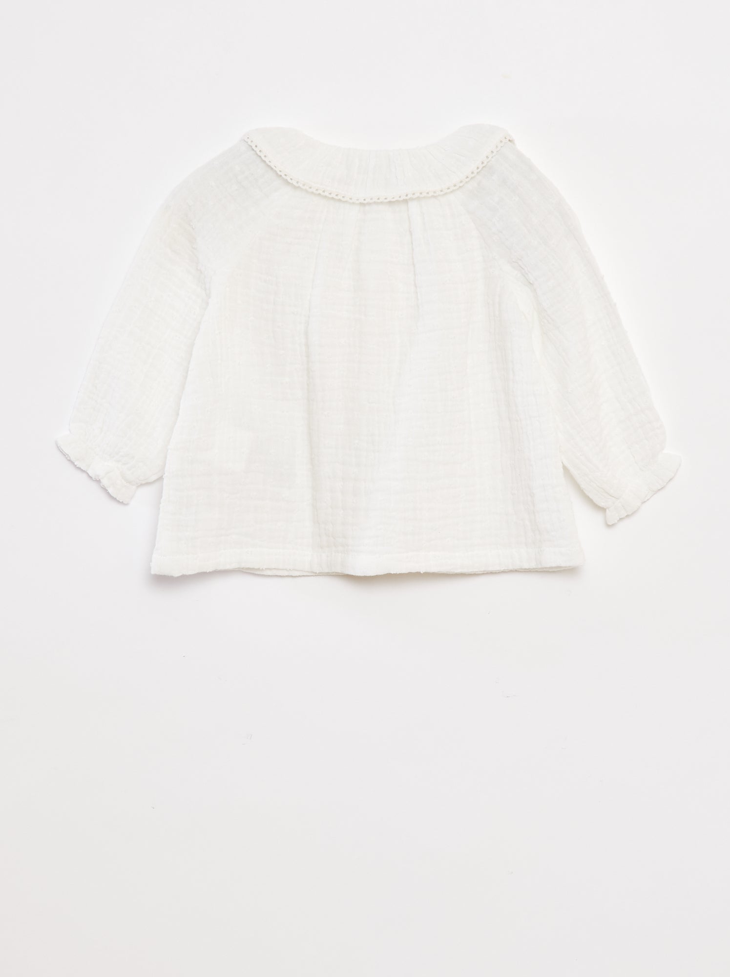 Blouse plumetis en gaze de coton - blanc