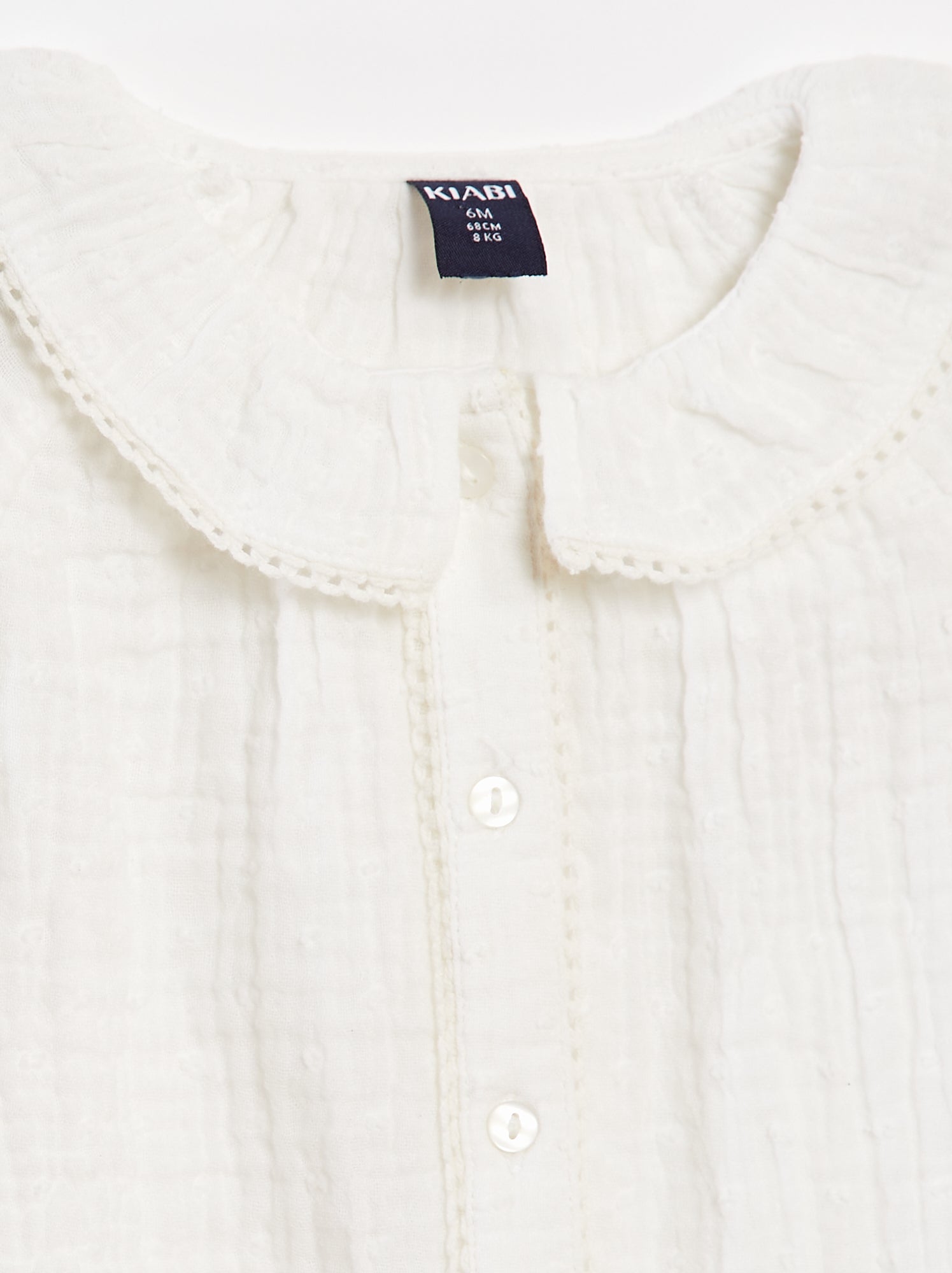 Blouse plumetis en gaze de coton - blanc