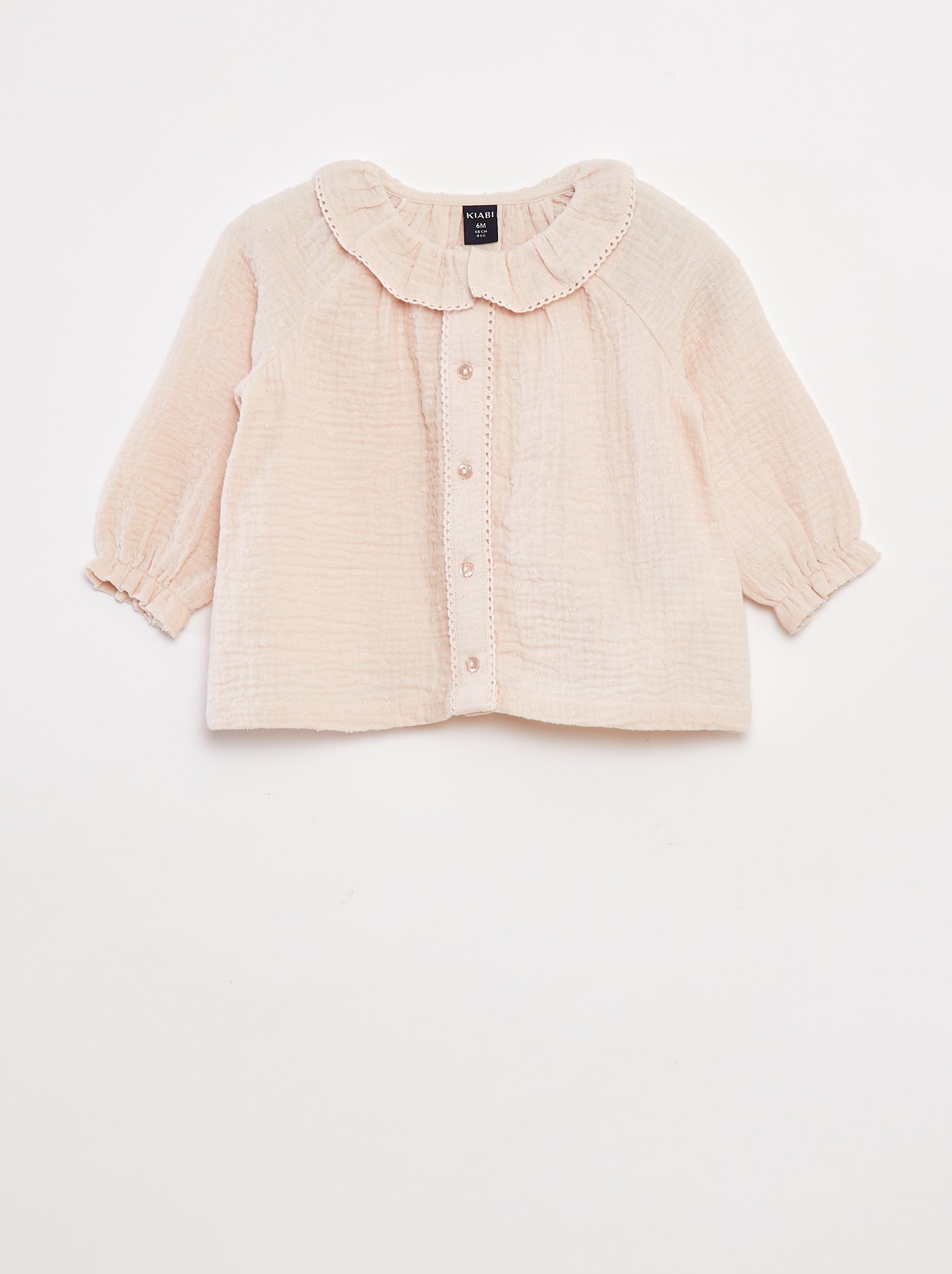 Blouse plumetis en gaze de coton - Rose