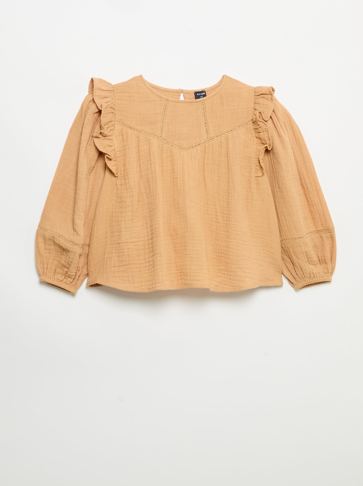 Blouse unie en gaze de coton - Marron
