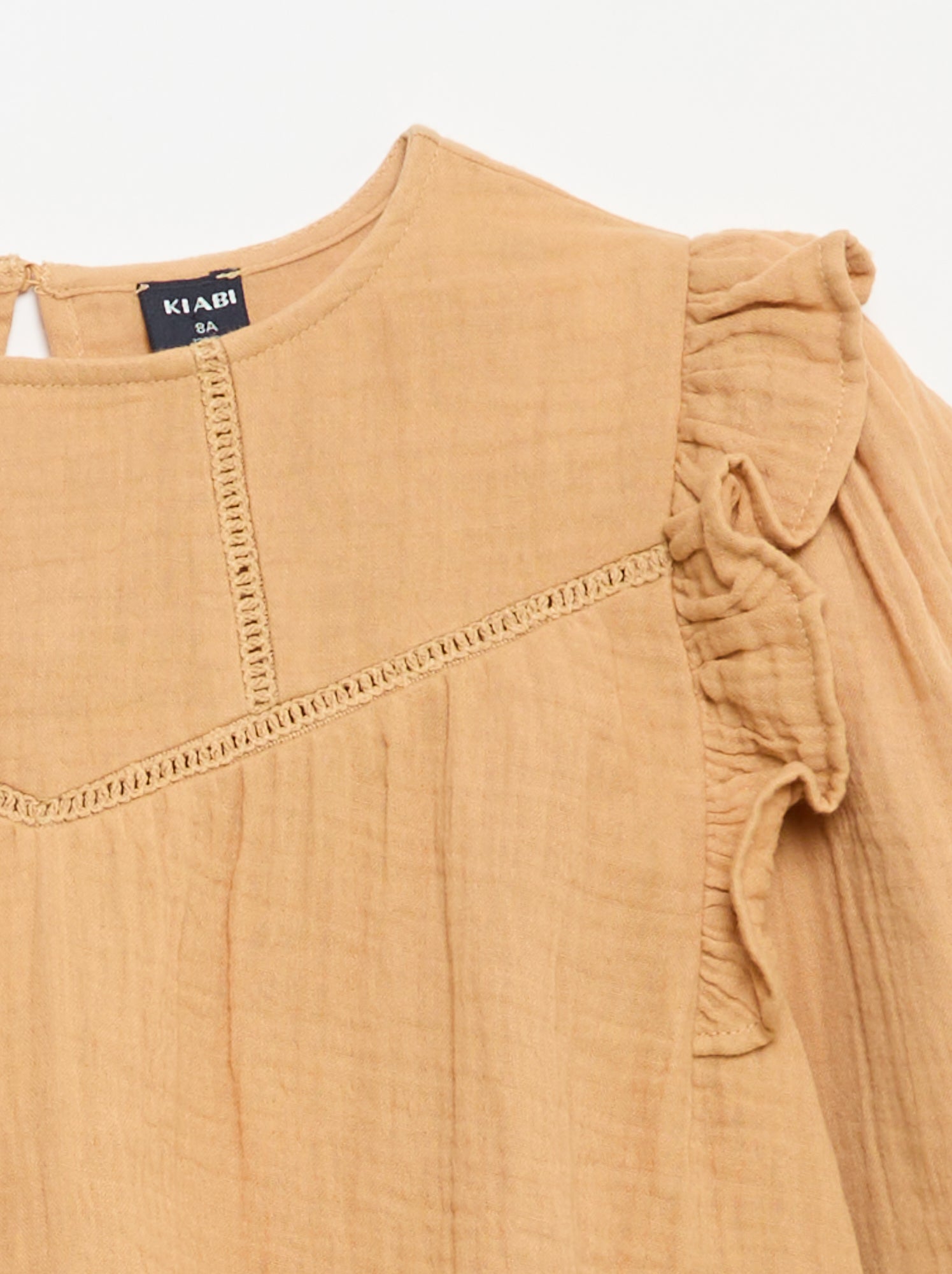 Blouse unie en gaze de coton - Marron