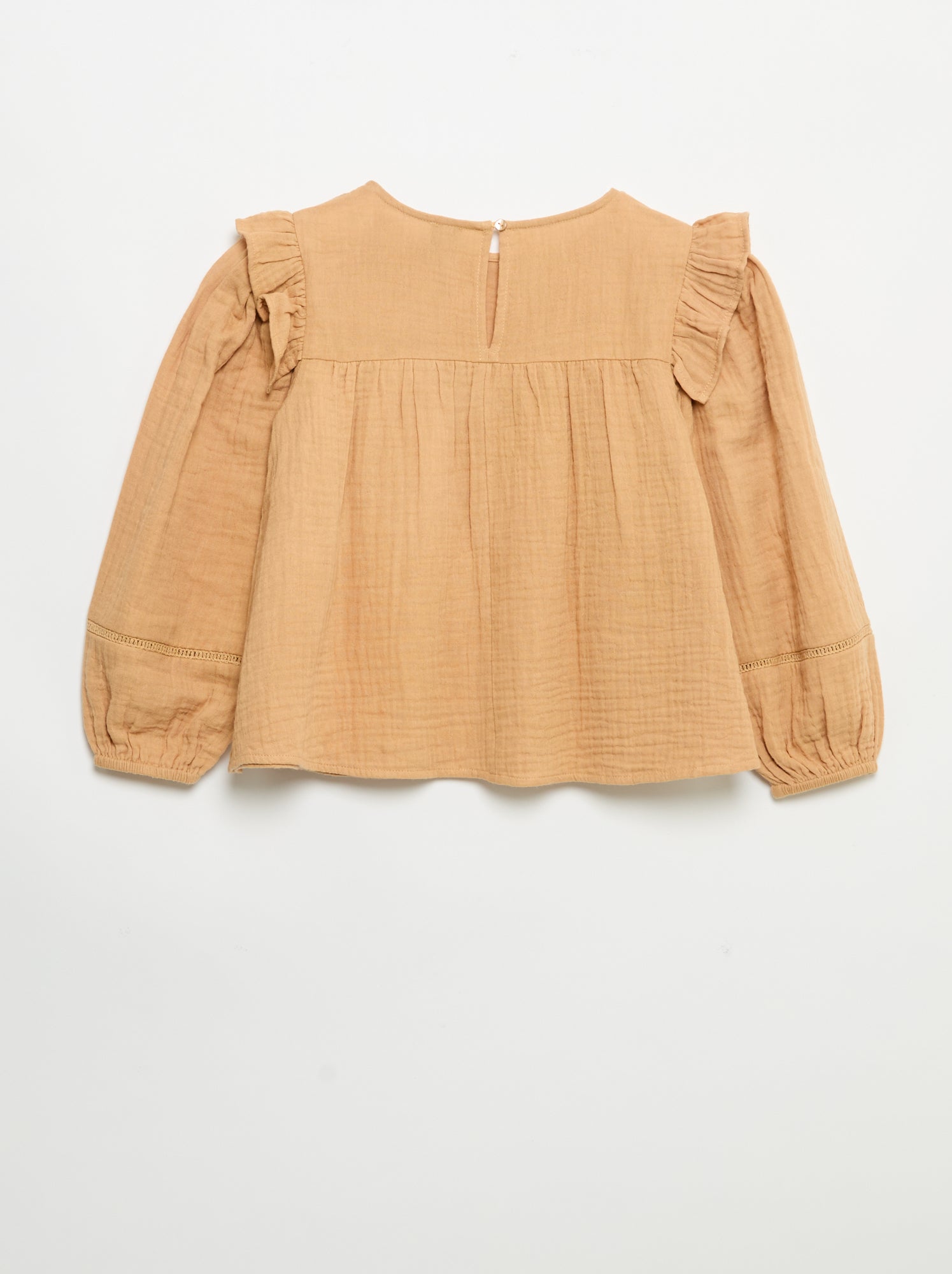 Blouse unie en gaze de coton - Marron