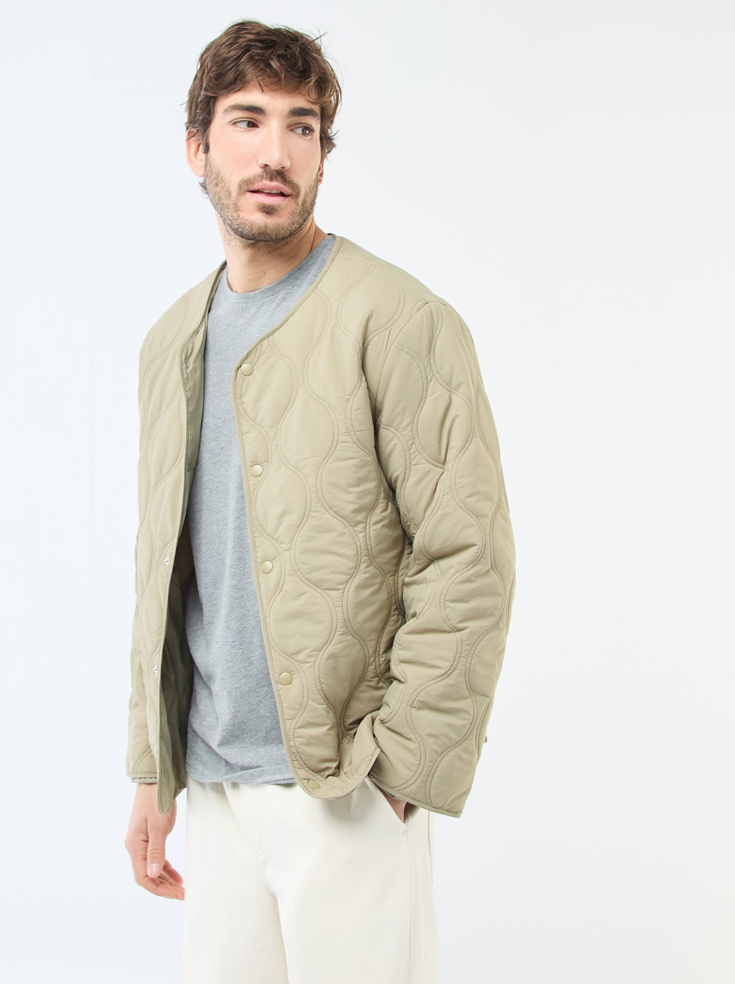 Blouson à capuche avec plastron en molleton amovible - Vert