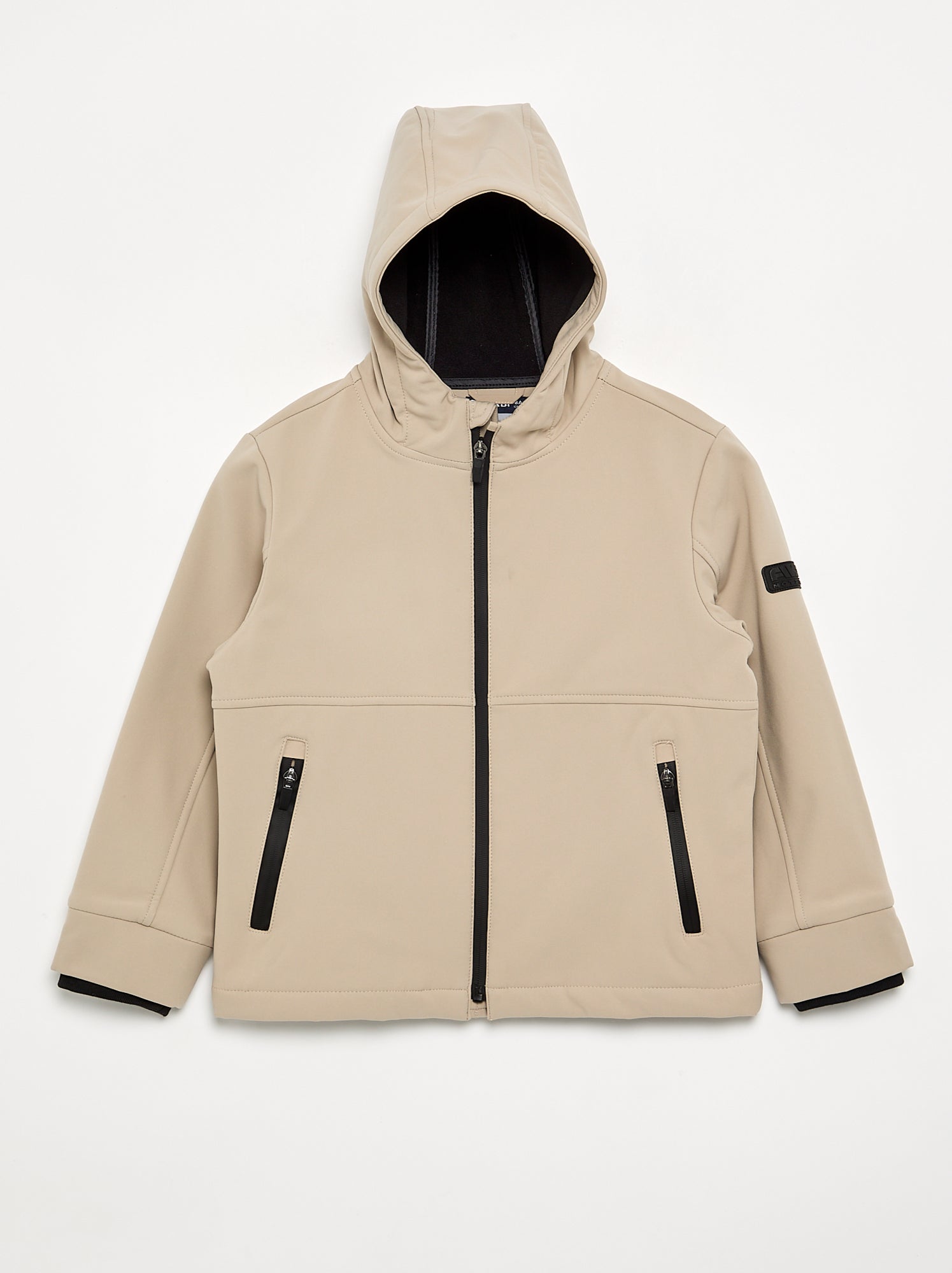 Blouson à capuche doublé en micro polaire - Beige