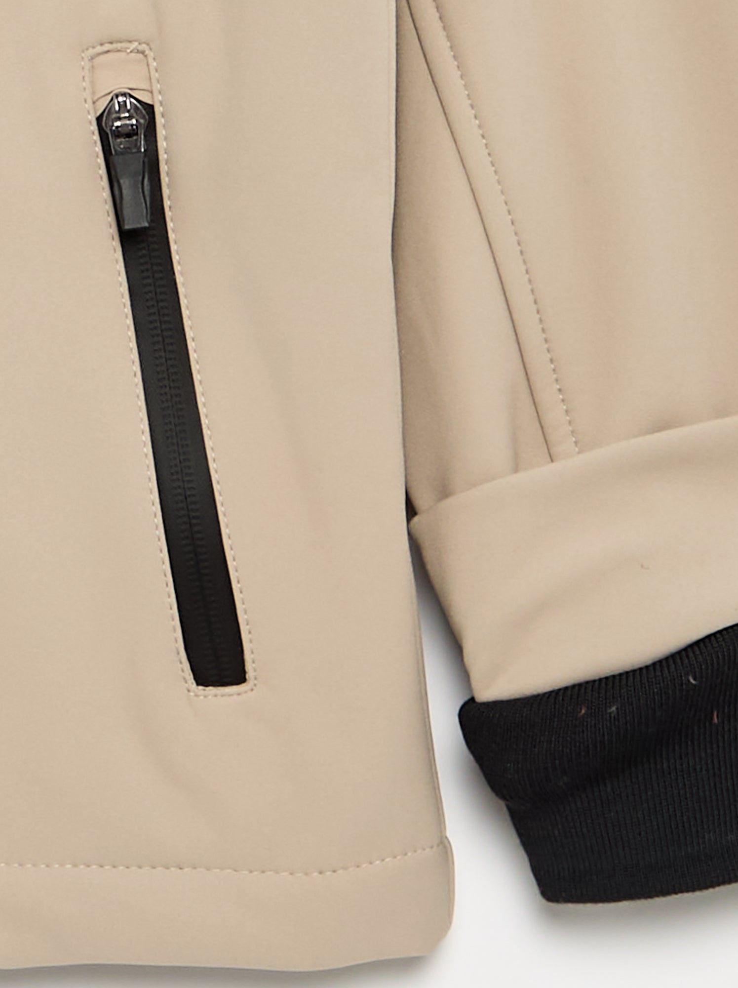 Blouson à capuche doublé en micro polaire - Beige