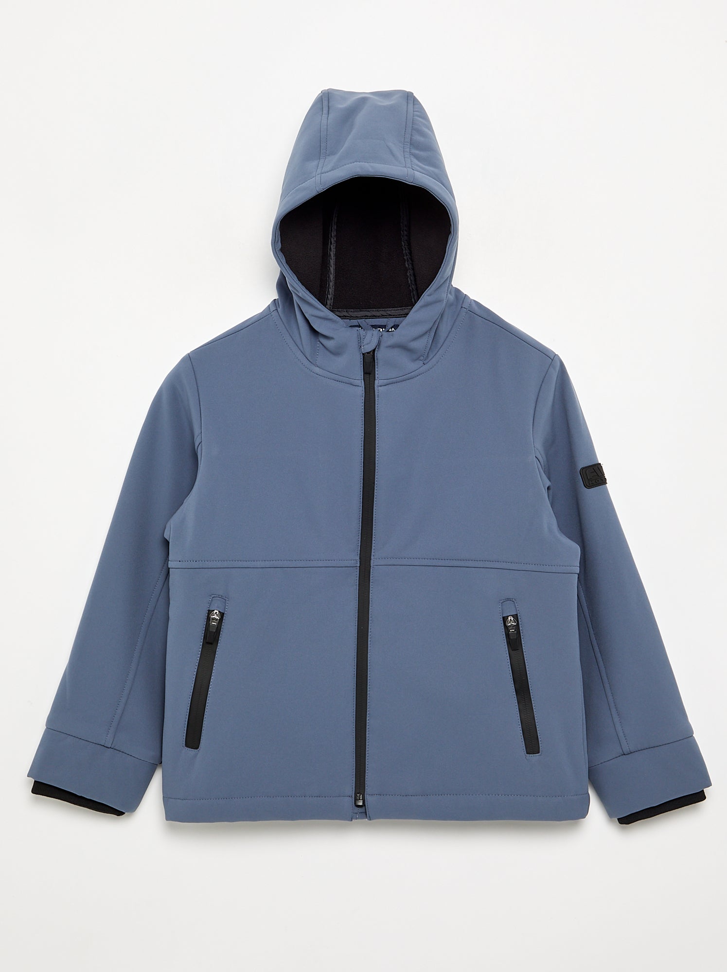 Blouson à capuche doublé en micro polaire - Gris