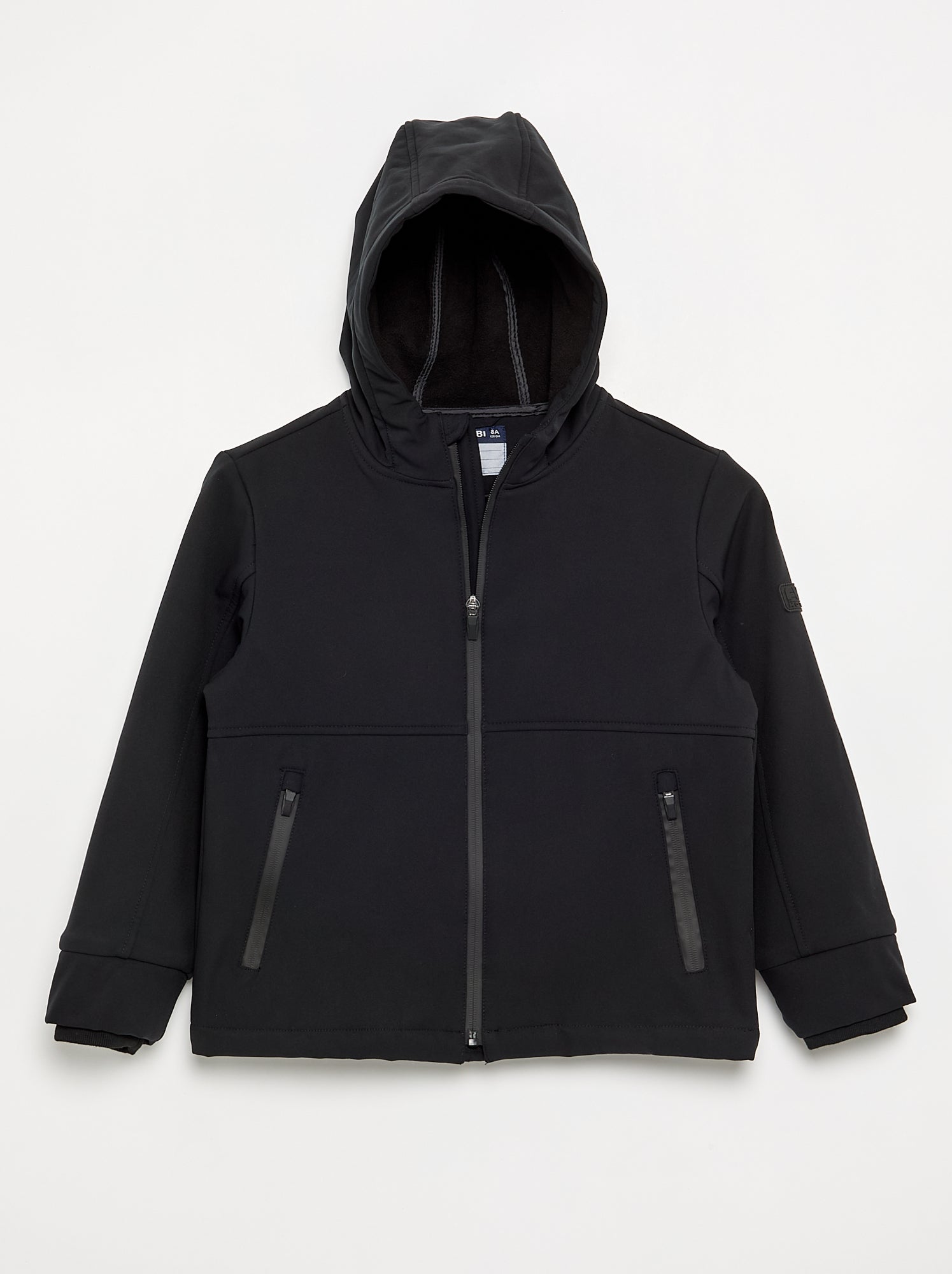 Blouson à capuche doublé en micro polaire - Noir