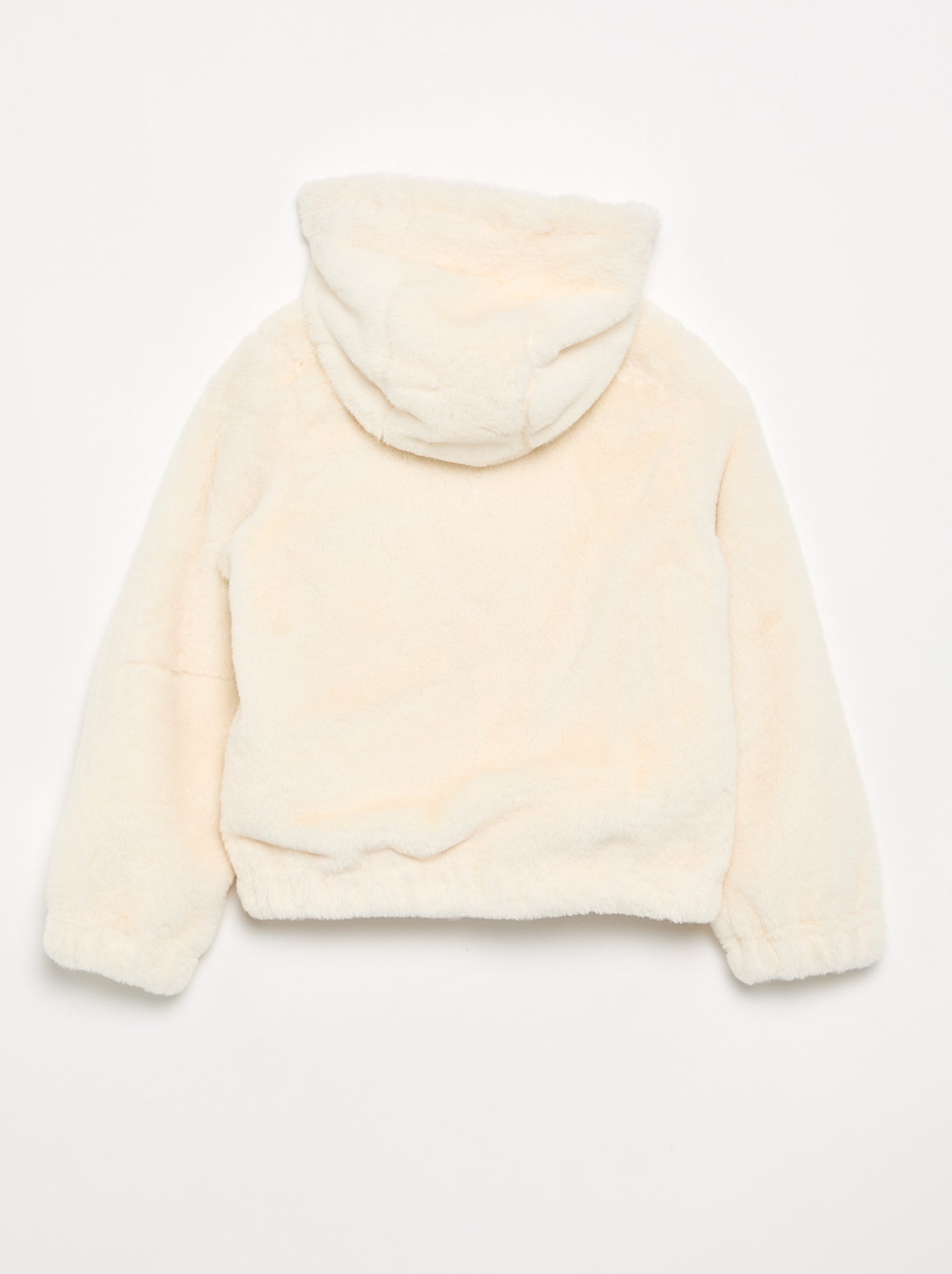 Blouson à capuche en fausse fourrure - Blanc