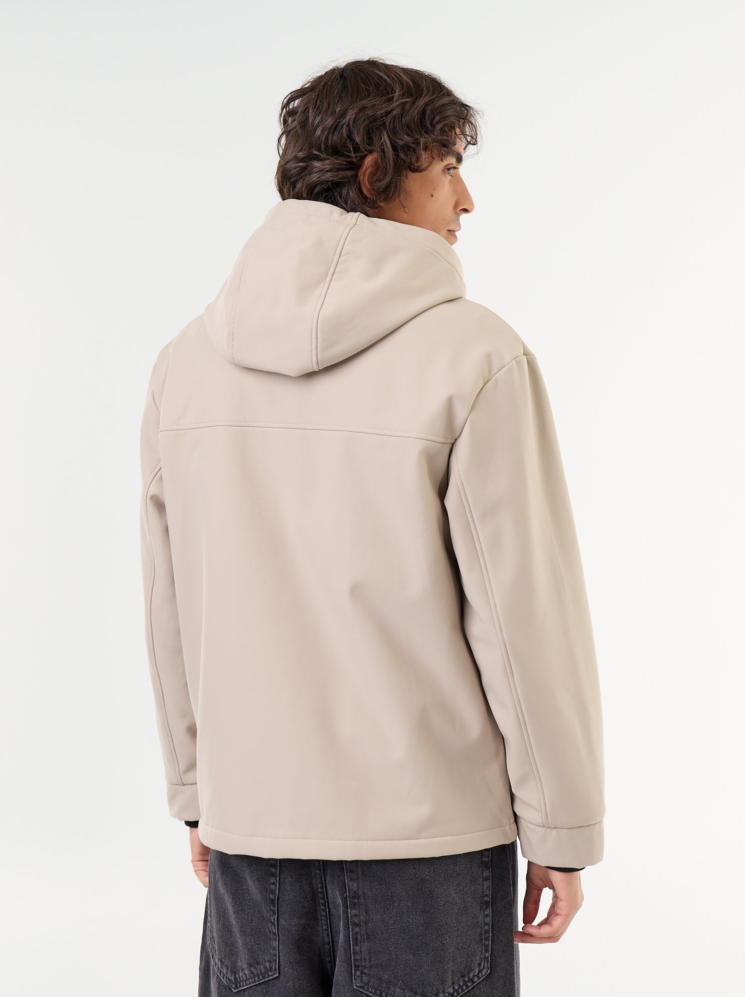 Blouson à capuche néoprène doublé micro-polaire - Beige