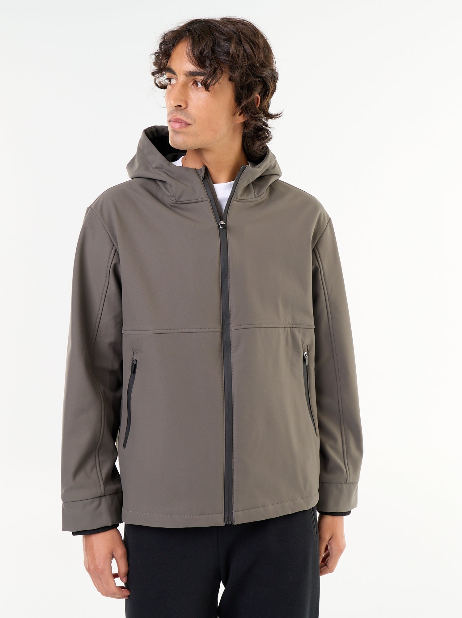 Blouson à capuche néoprène doublé micro-polaire - Kaki