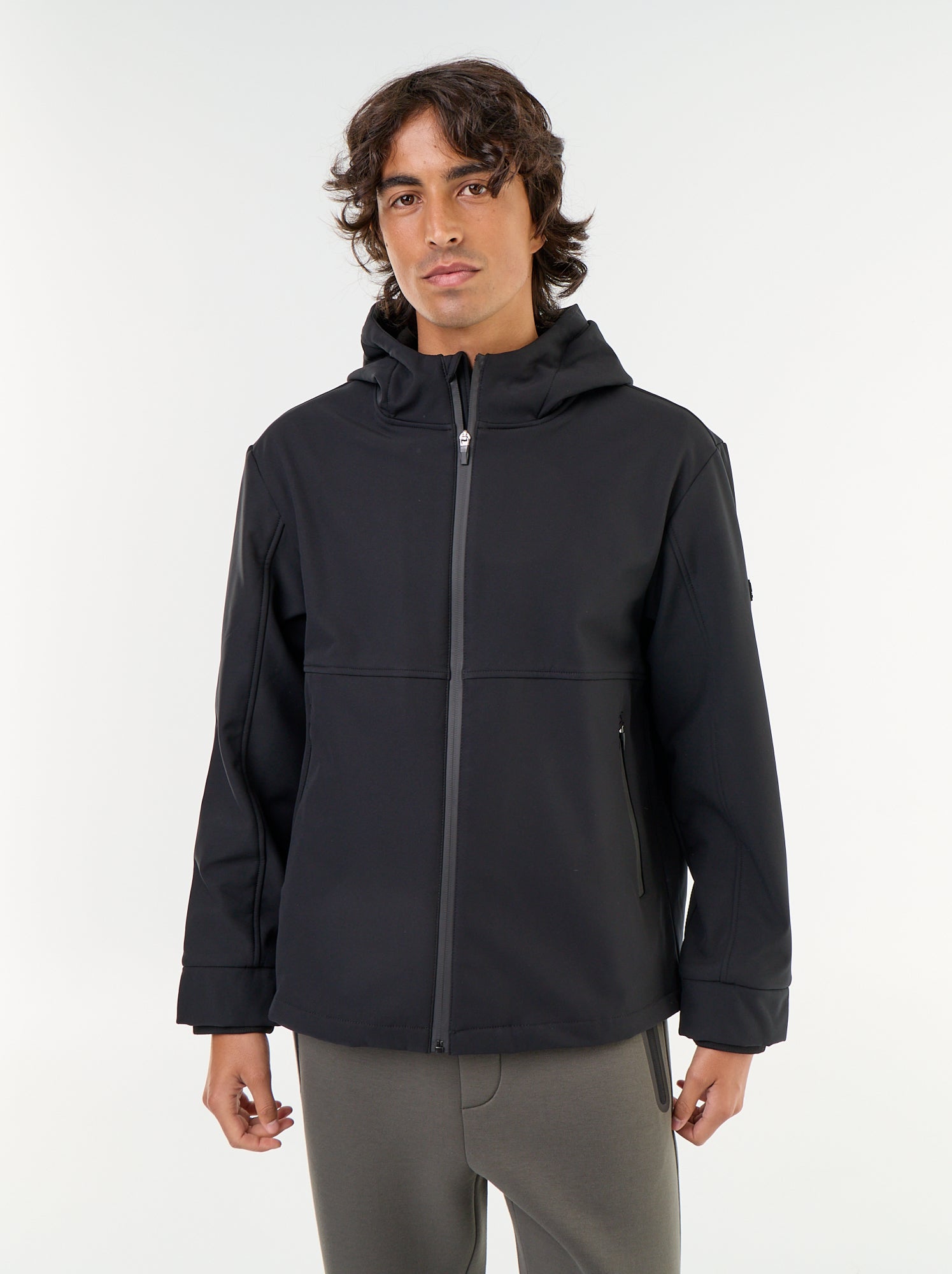 Blouson à capuche néoprène doublé micro-polaire - Noir