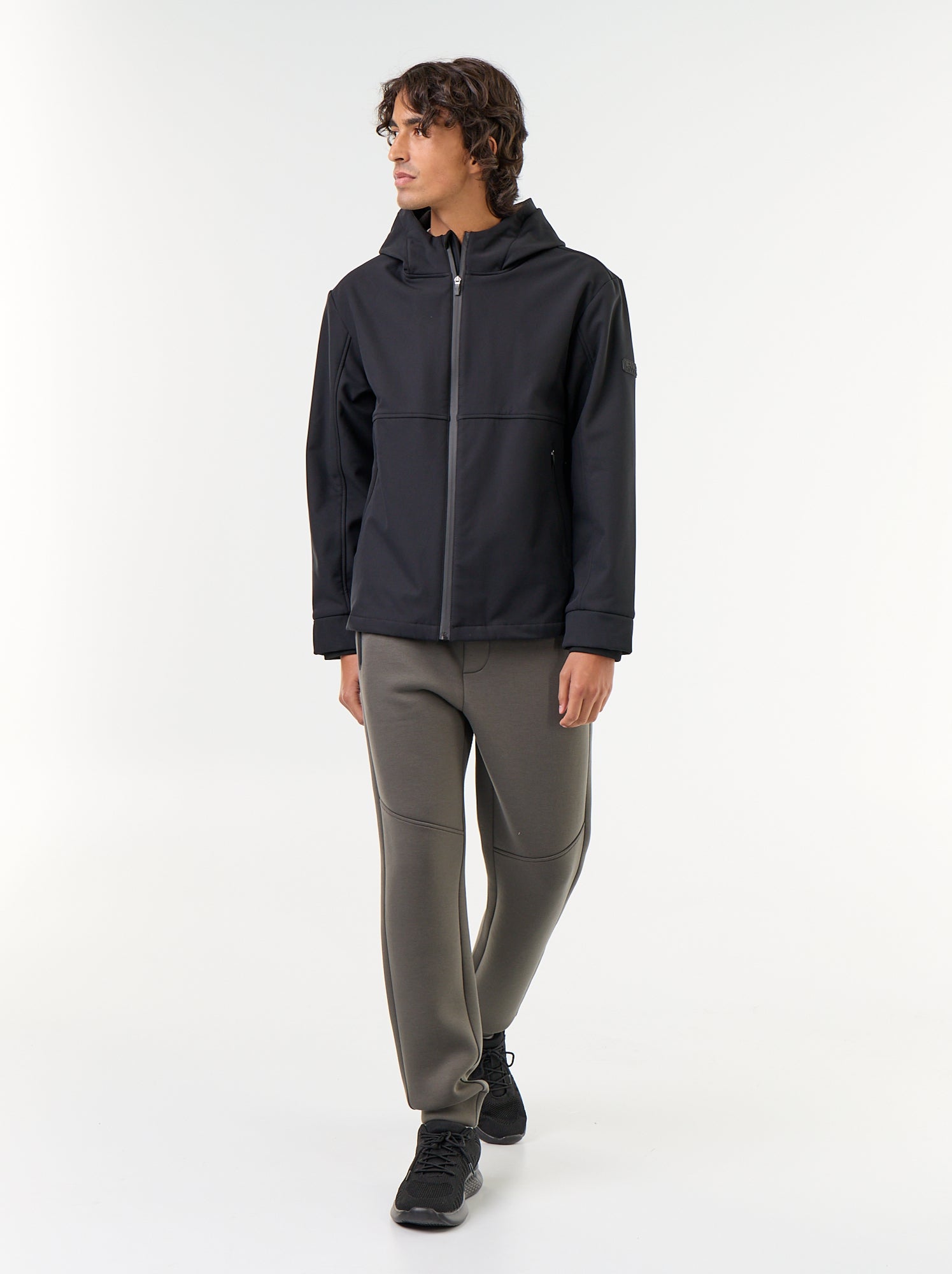 Blouson à capuche néoprène doublé micro-polaire - Noir