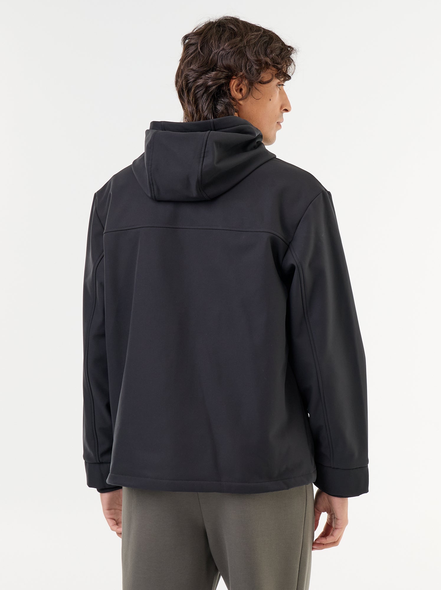 Blouson à capuche néoprène doublé micro-polaire - Noir