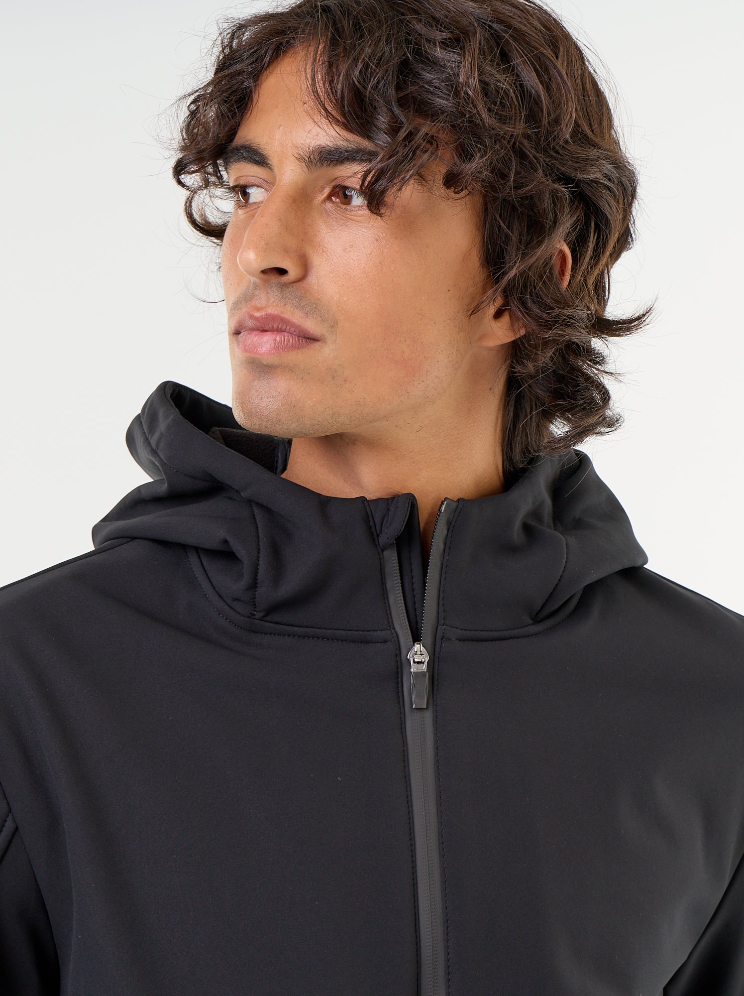 Blouson à capuche néoprène doublé micro-polaire - Noir