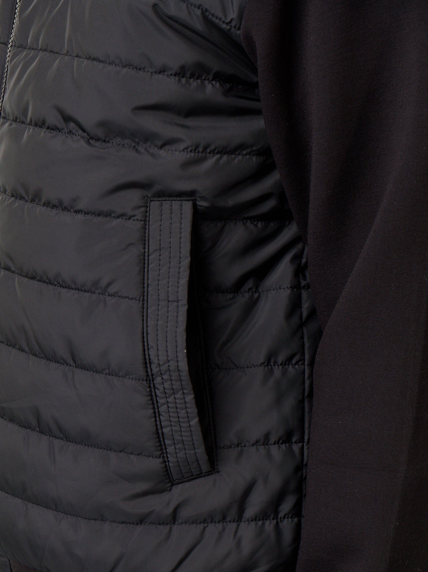 Blouson à capuche zippé bi-matière - Noir
