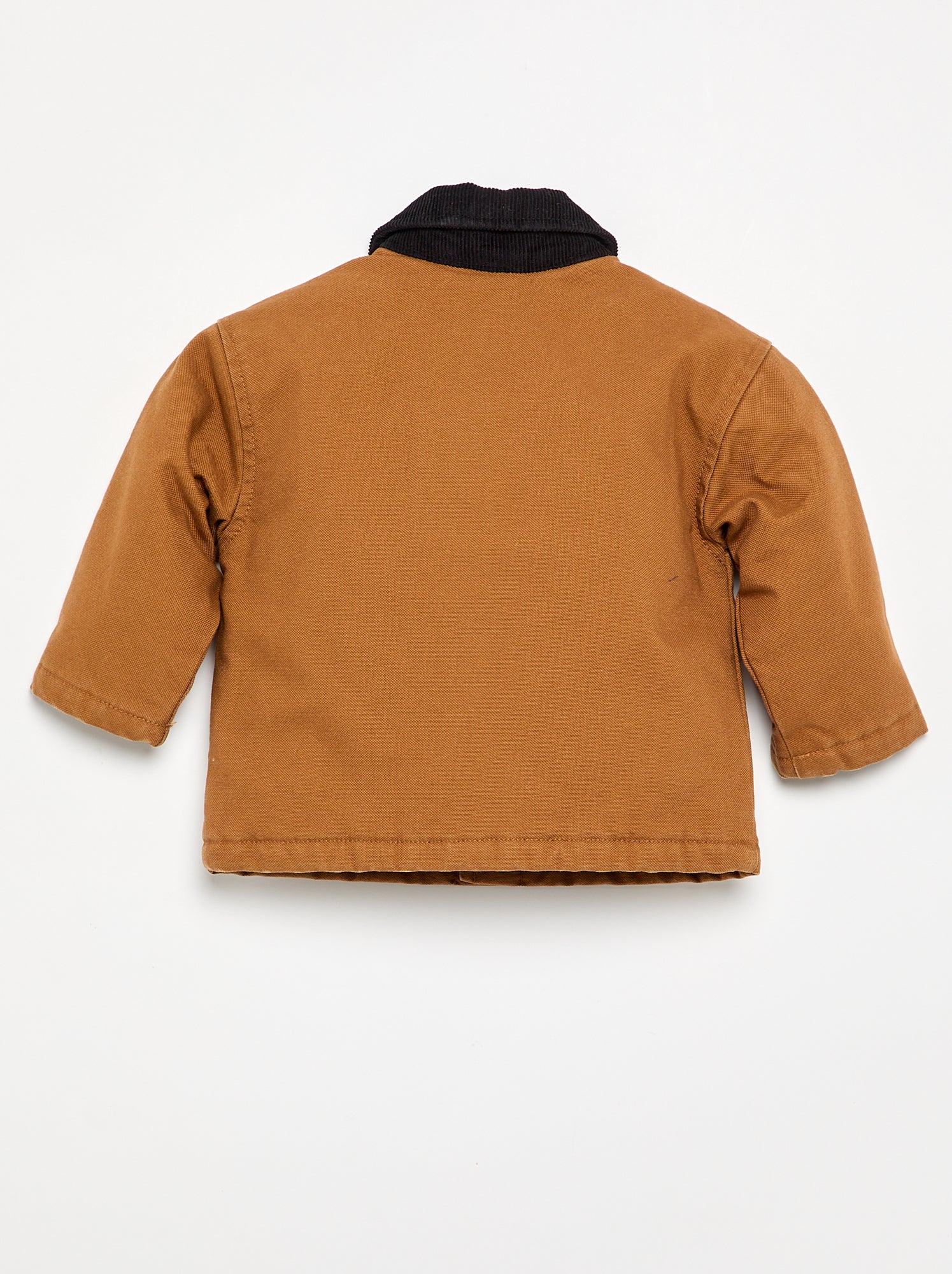 Blouson avec col contrasté en velours - Marron