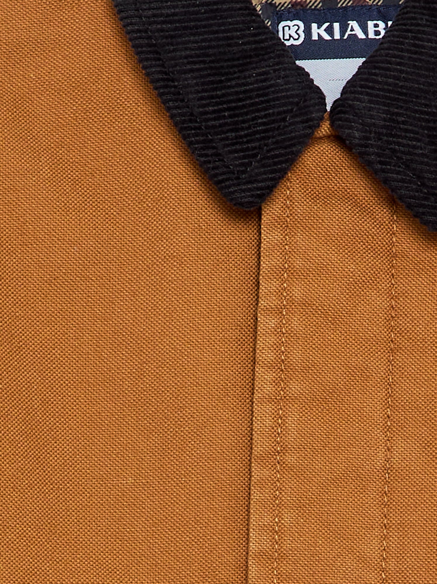 Blouson avec col contrasté en velours - Marron