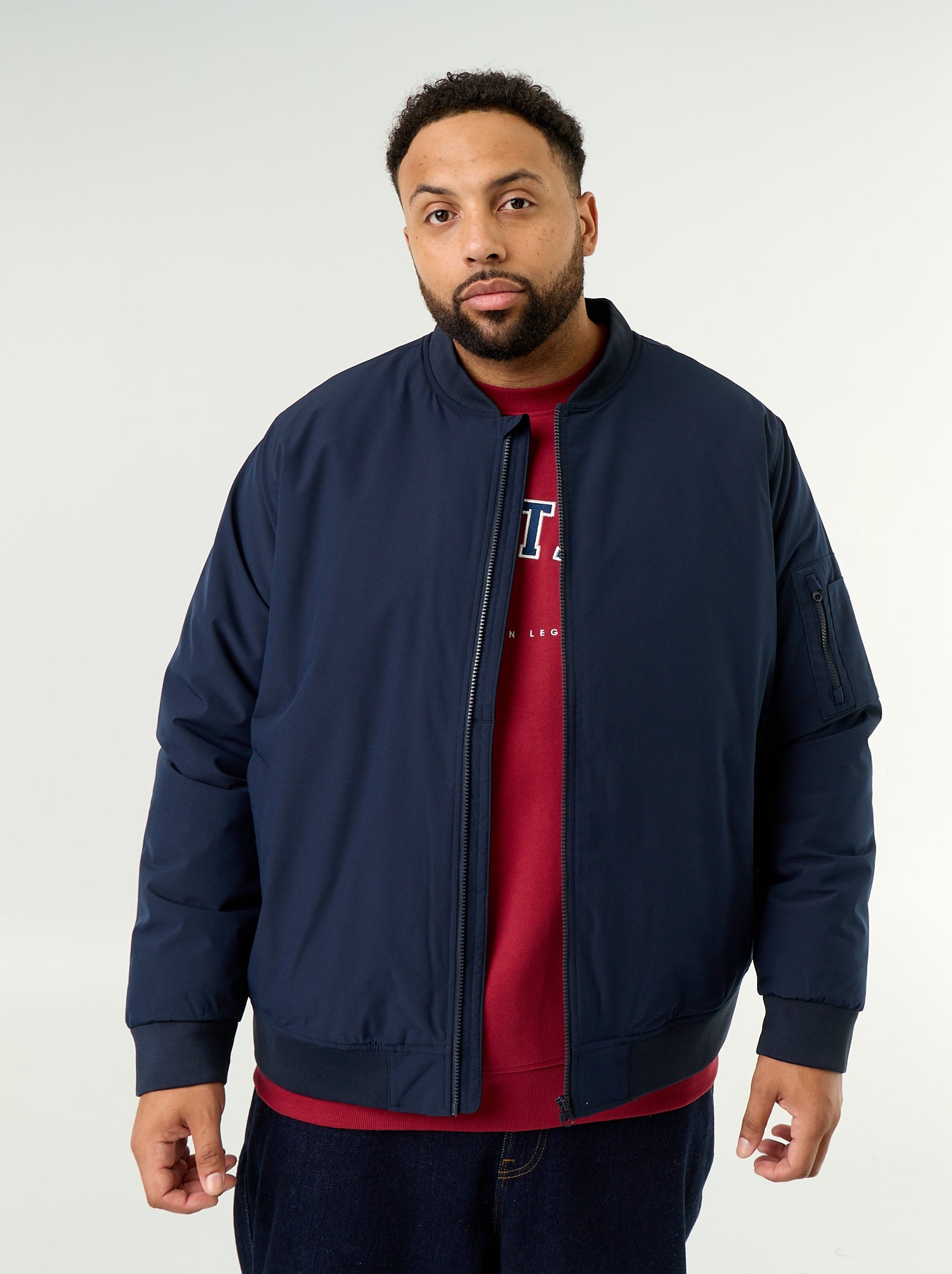 Blouson aviateur avec col en maille côtelée - Bleu