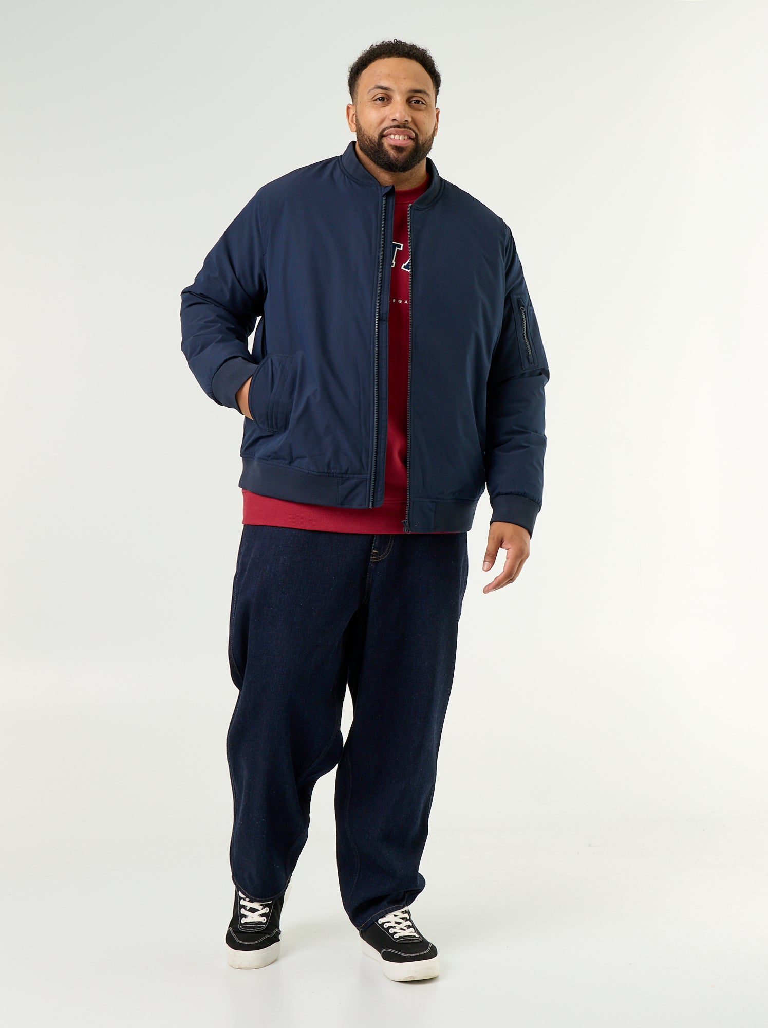 Blouson aviateur avec col en maille côtelée - Bleu