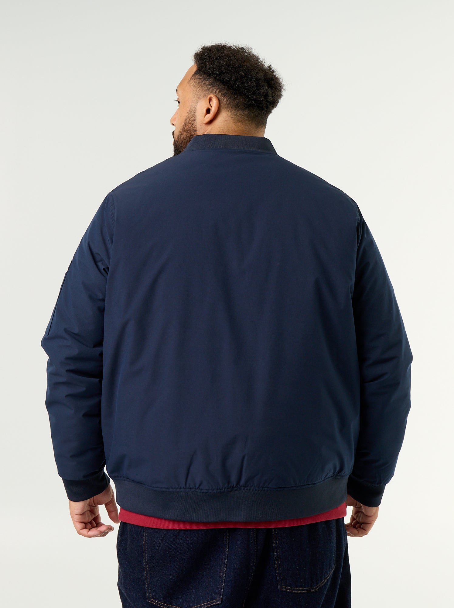 Blouson aviateur avec col en maille côtelée - Bleu