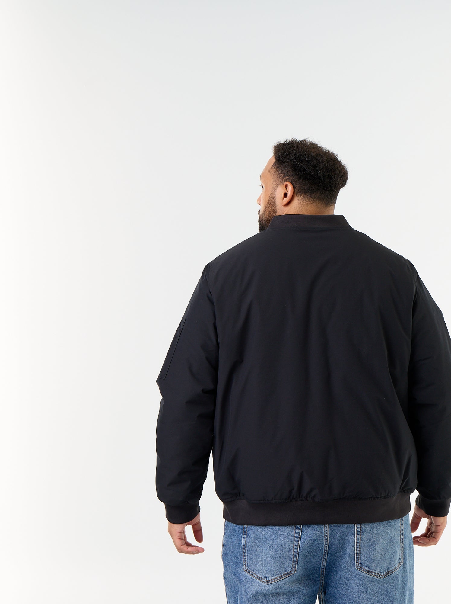 Blouson aviateur avec col en maille côtelée - Noir