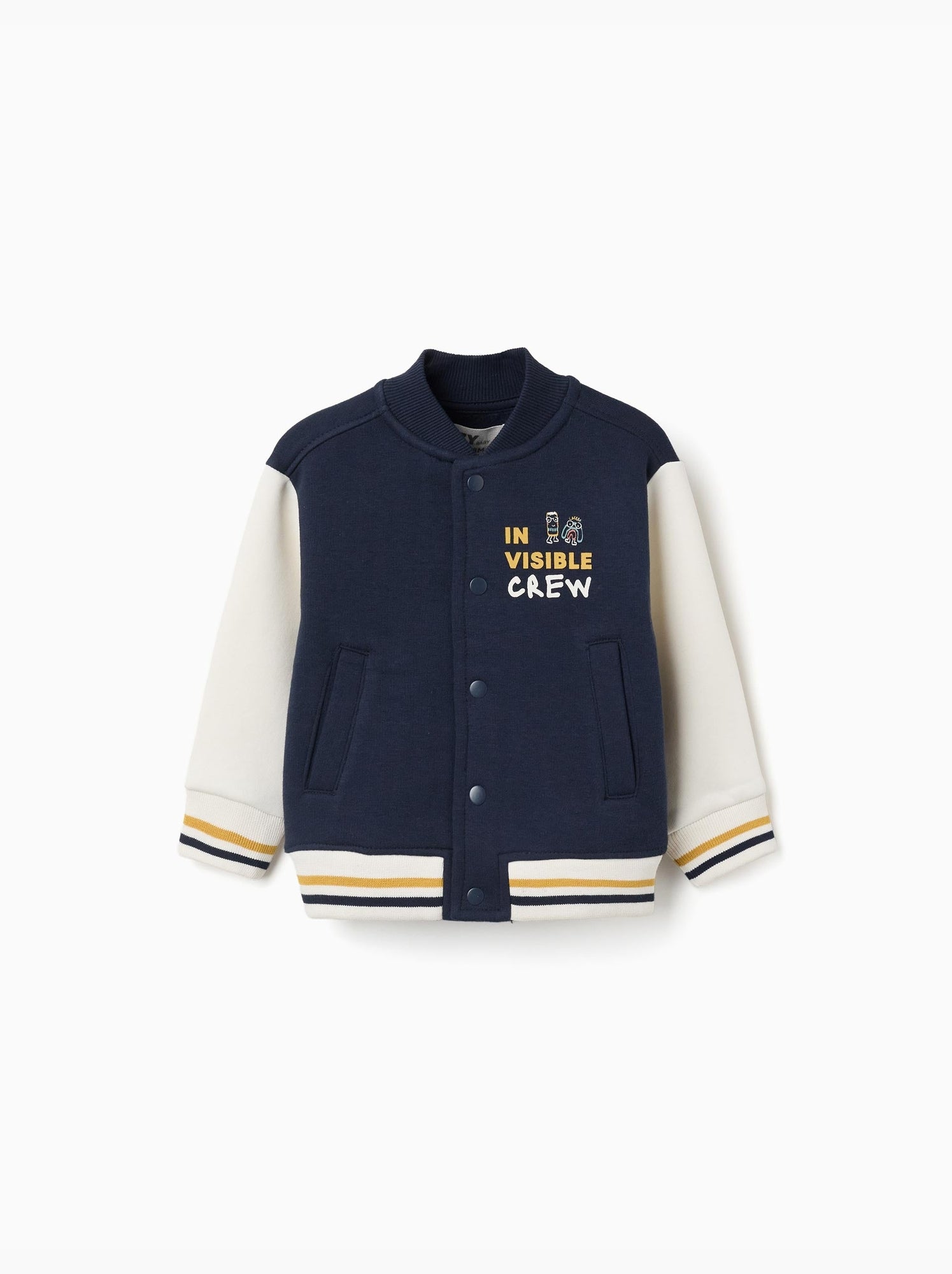Blouson bomber en coton peigné avec imprimé - Bleu foncé