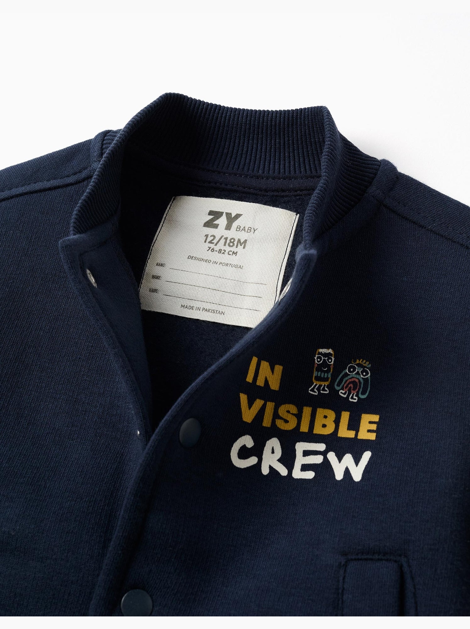Blouson bomber en coton peigné avec imprimé - Bleu foncé