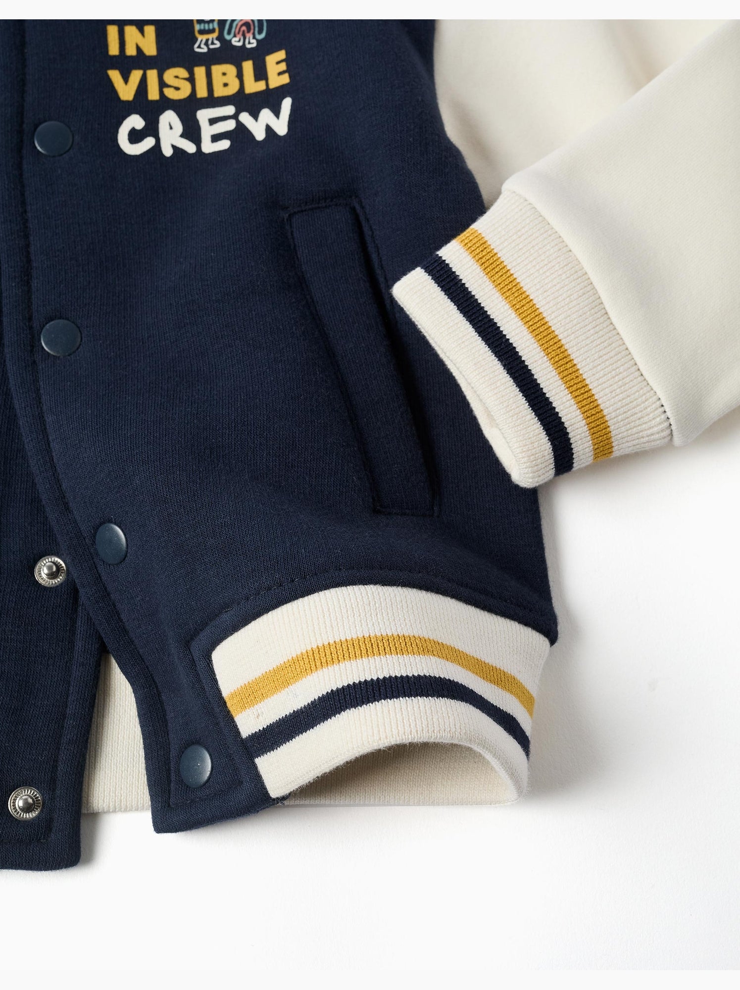 Blouson bomber en coton peigné avec imprimé - Bleu foncé