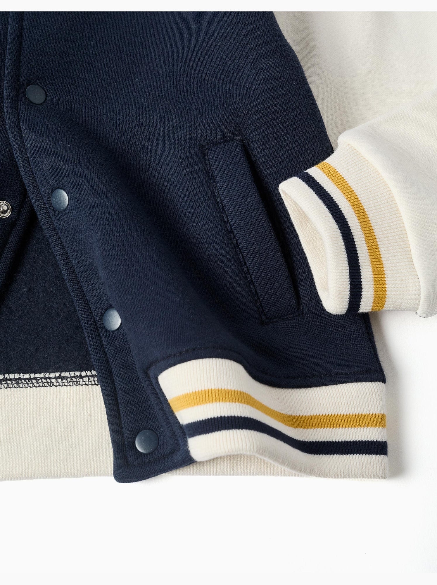Blouson bomber en coton peigné avec imprimé - Bleu foncé