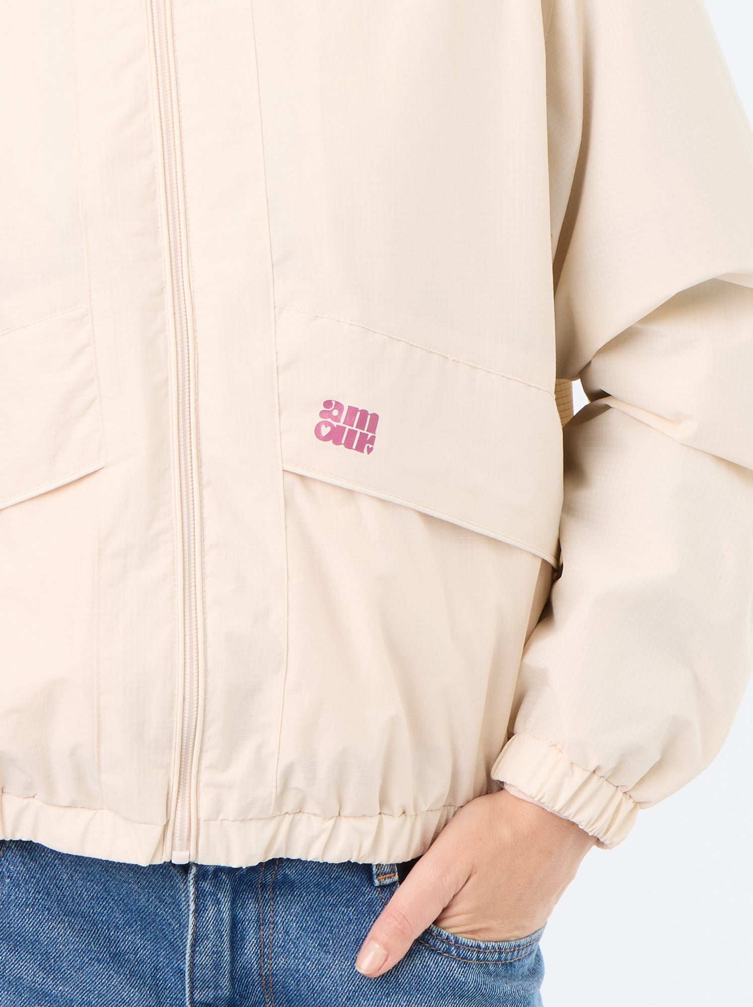 Blouson coupe-vent à capuche - Beige