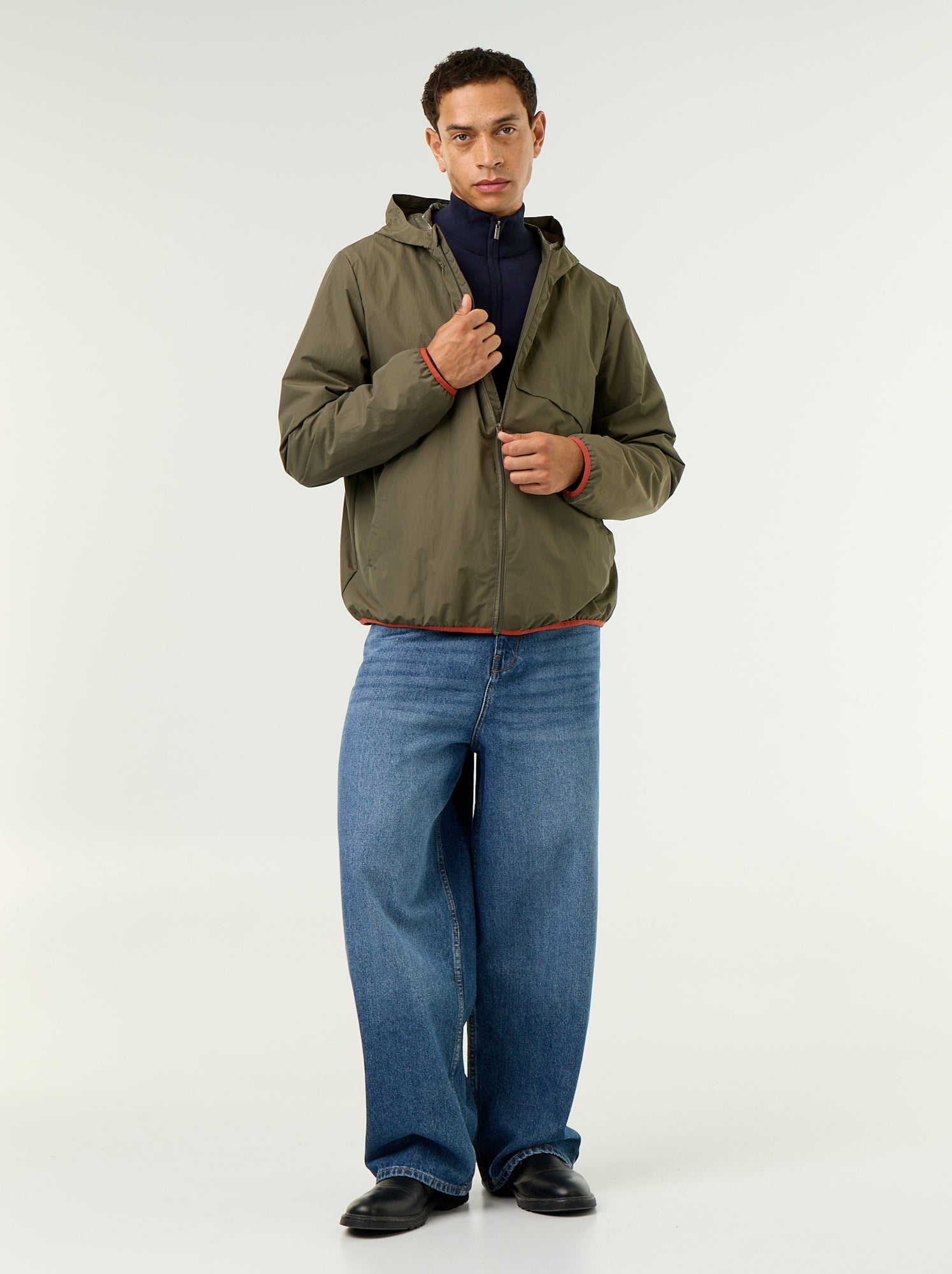 Blouson coupe-vent à capuche déperlant - Kaki