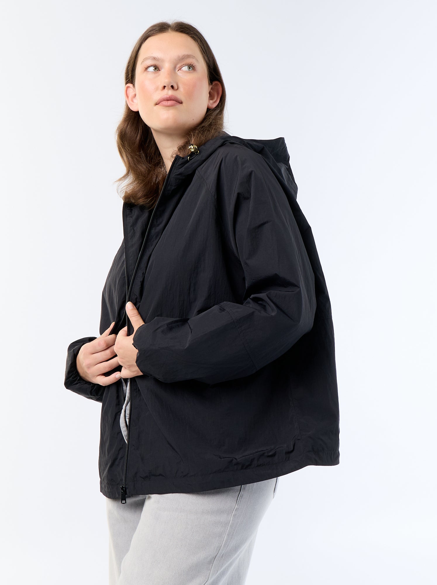 Blouson coupe-vent avec détails dorés - Noir