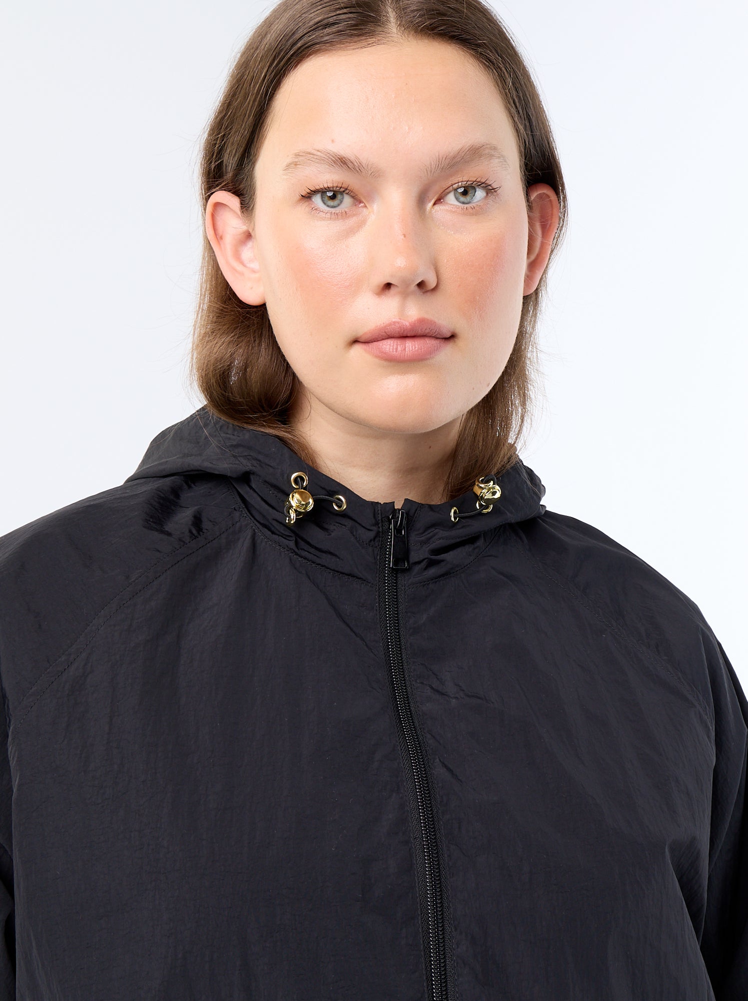 Blouson coupe-vent avec détails dorés - Noir