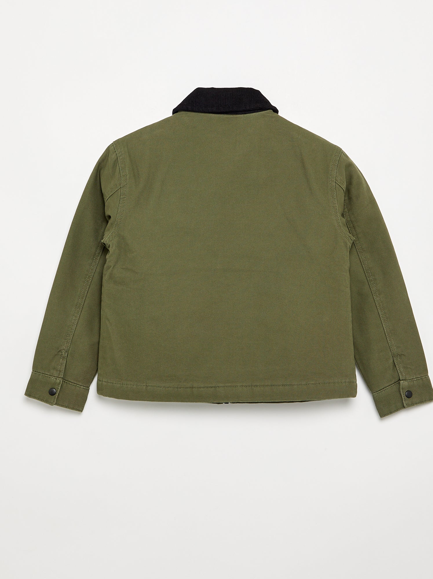 Blouson court avec col en velours contrasté - Vert