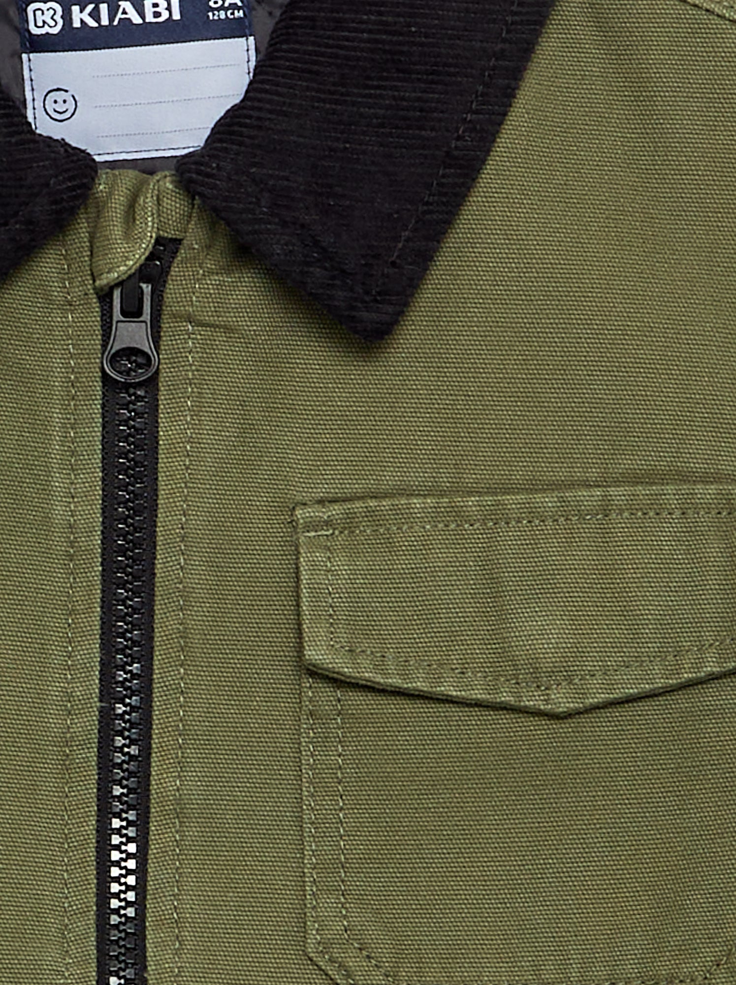 Blouson court avec col en velours contrasté - Vert