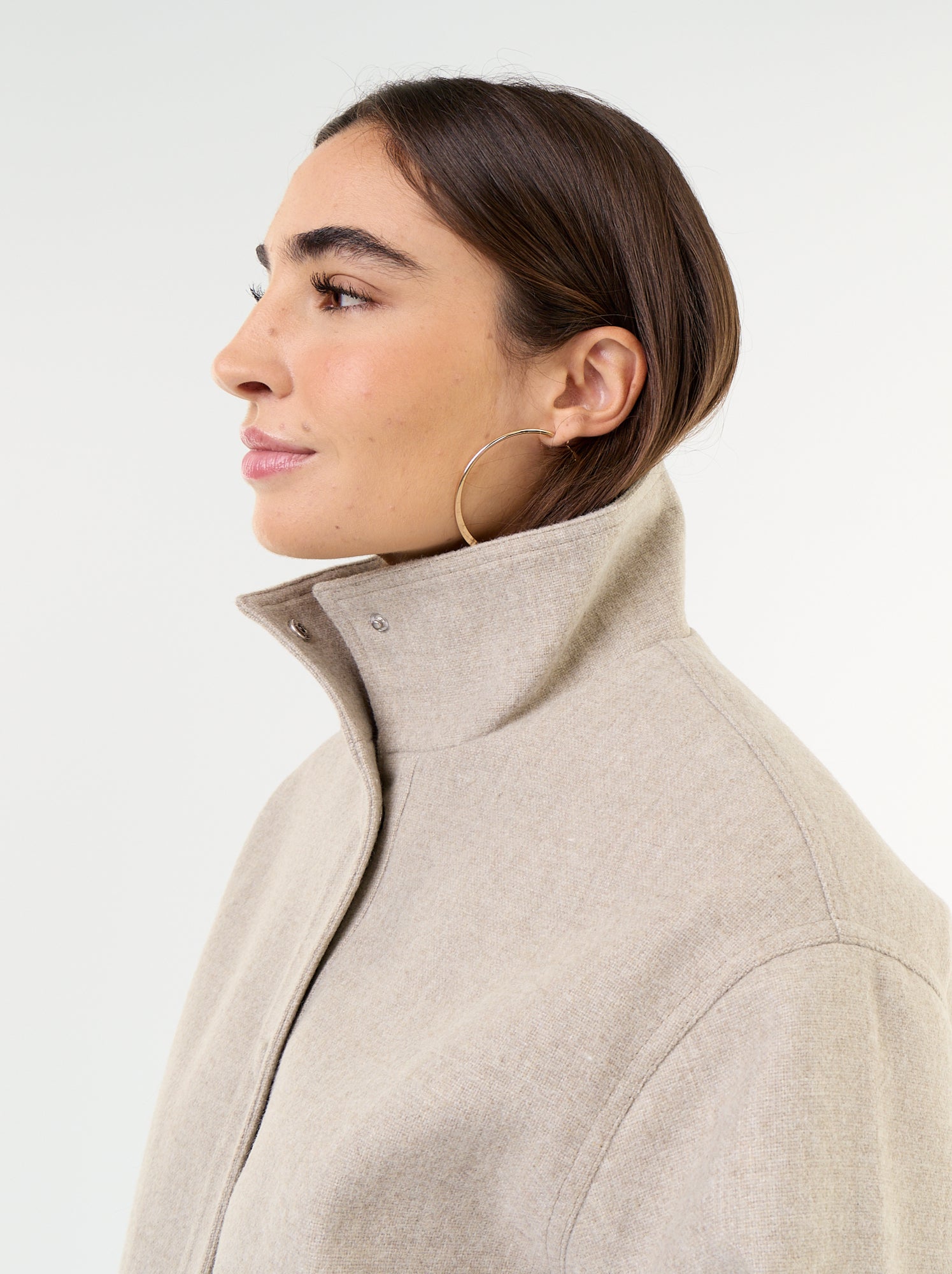 Blouson court effet lainage avec ceinture intégrée - Beige