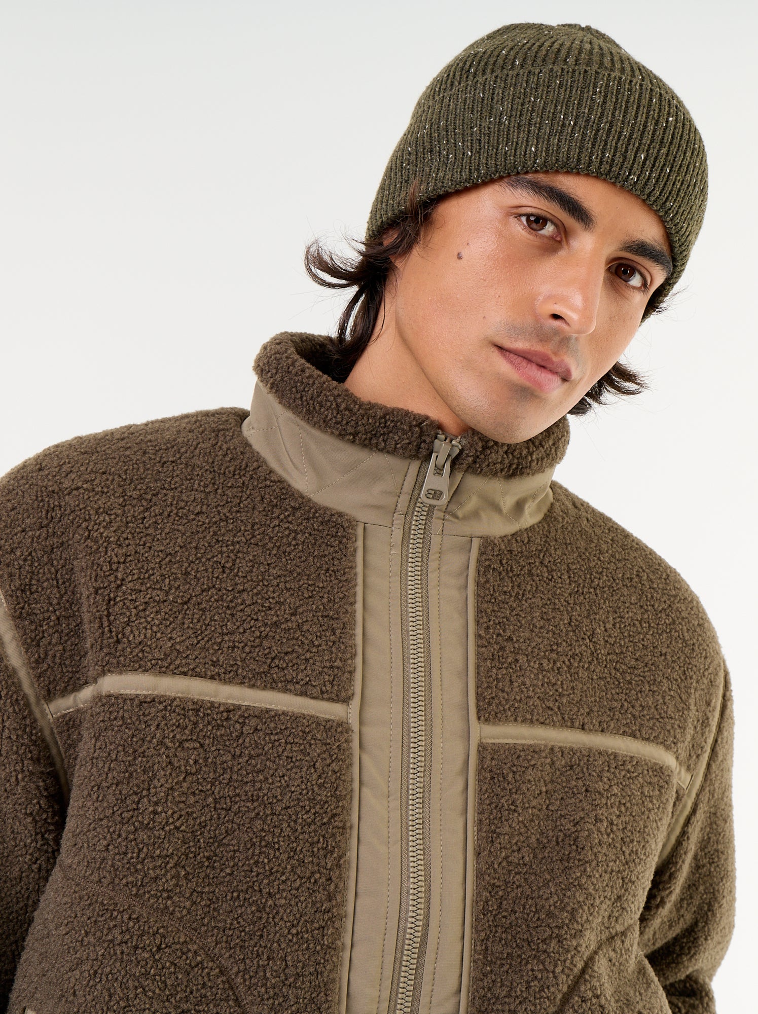 Blouson effet moutonné - Kaki