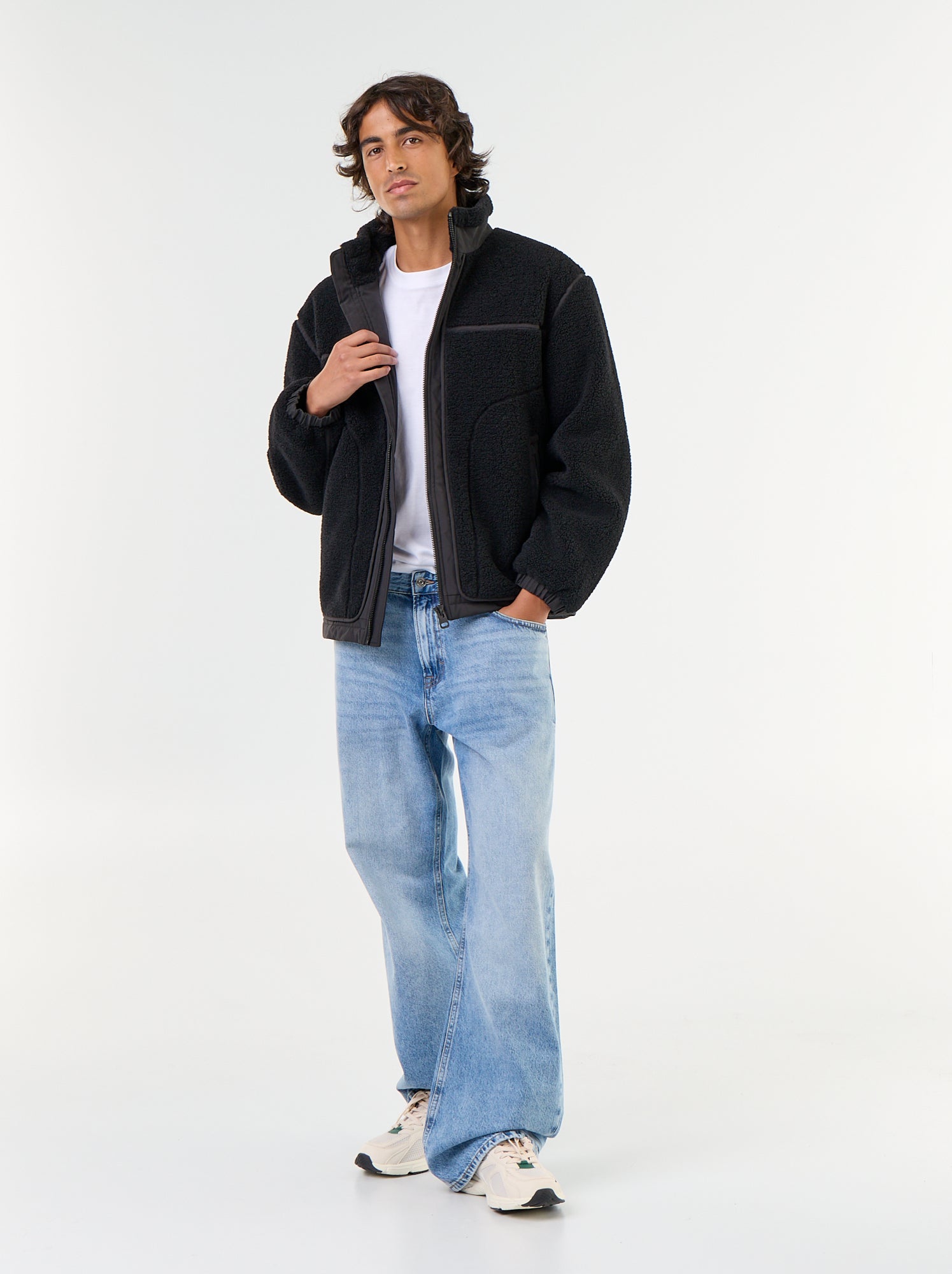 Blouson effet moutonné - Noir