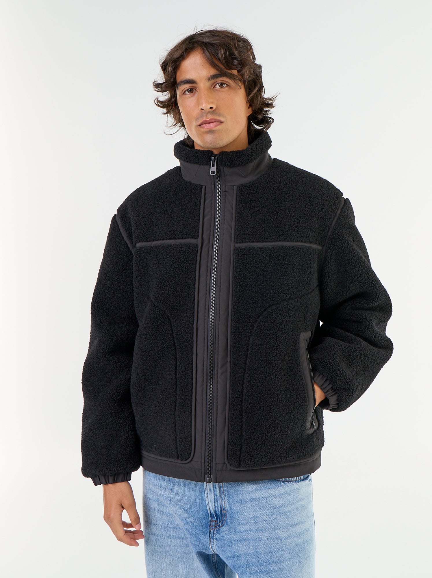 Blouson effet moutonné - Noir