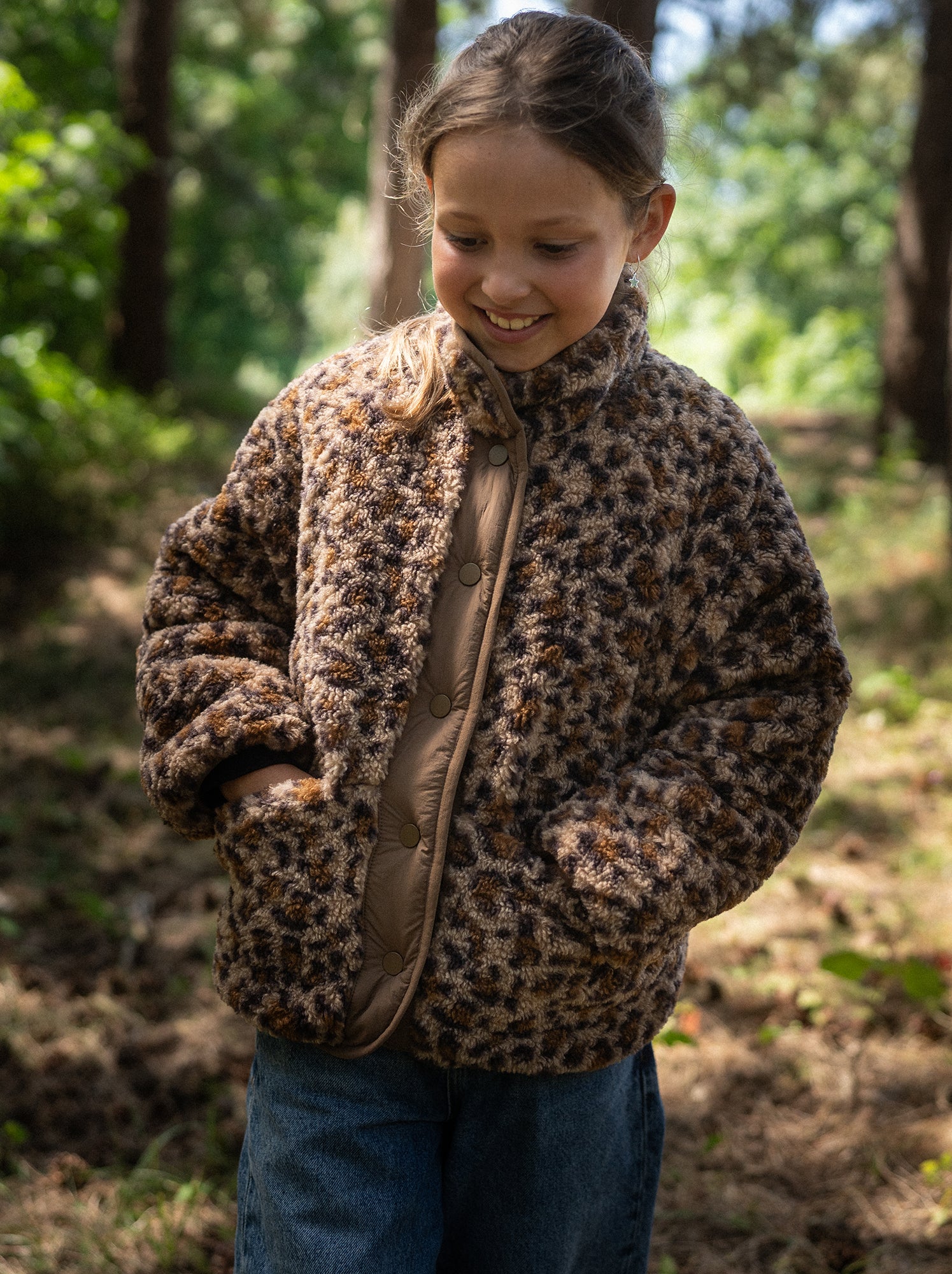 Blouson en fausse fourrure 'léopard' - Marron