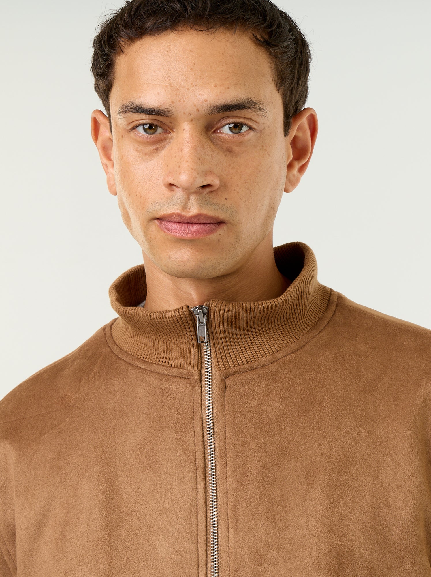 Blouson en suédine zippé - Marron