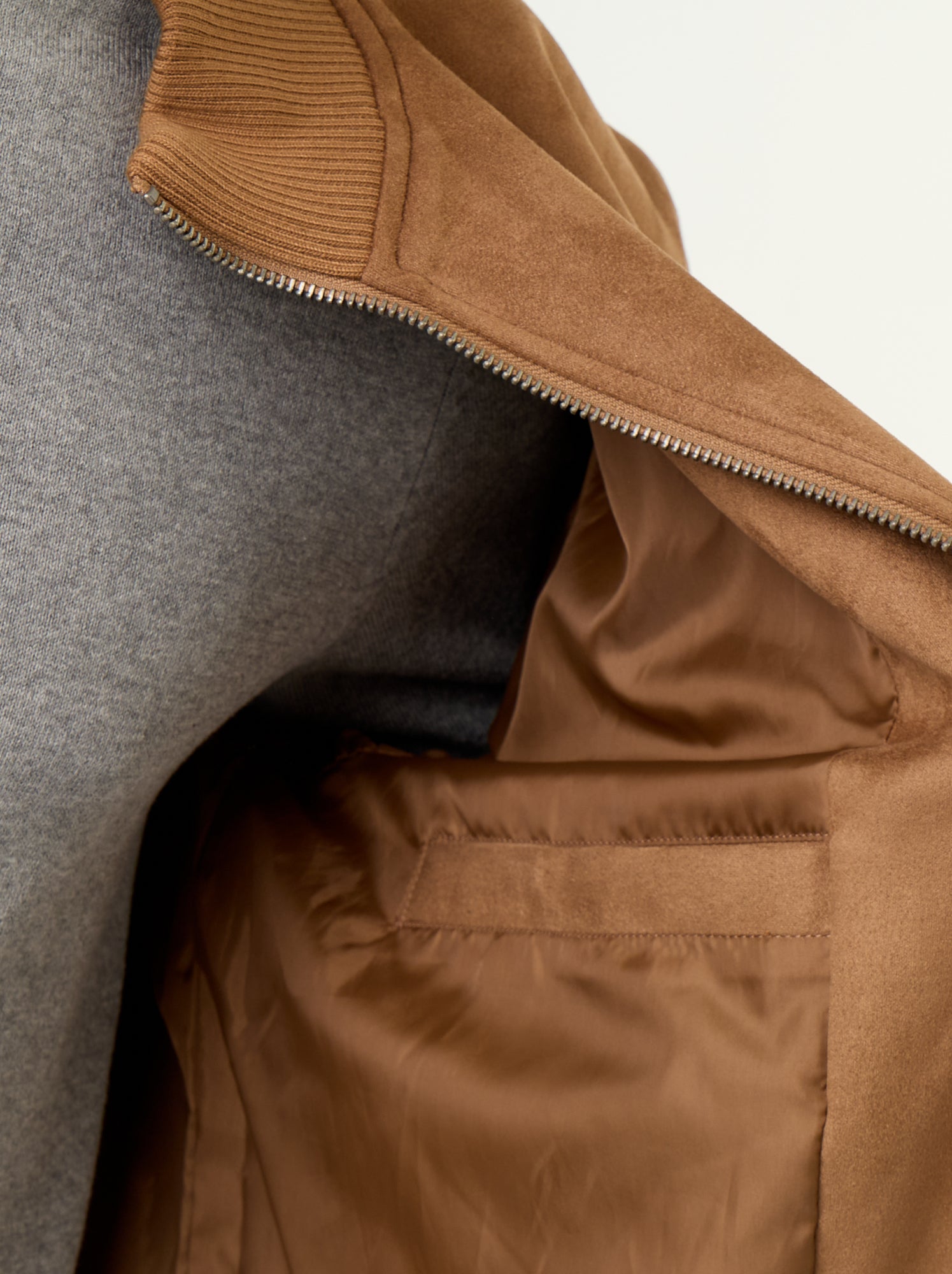 Blouson en suédine zippé - Marron