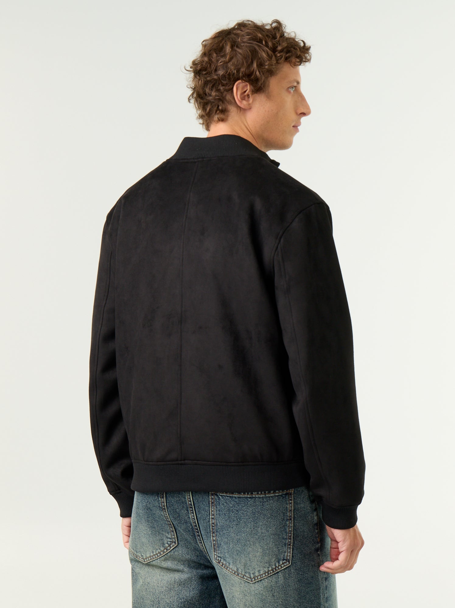 Blouson en suédine zippé - Noir