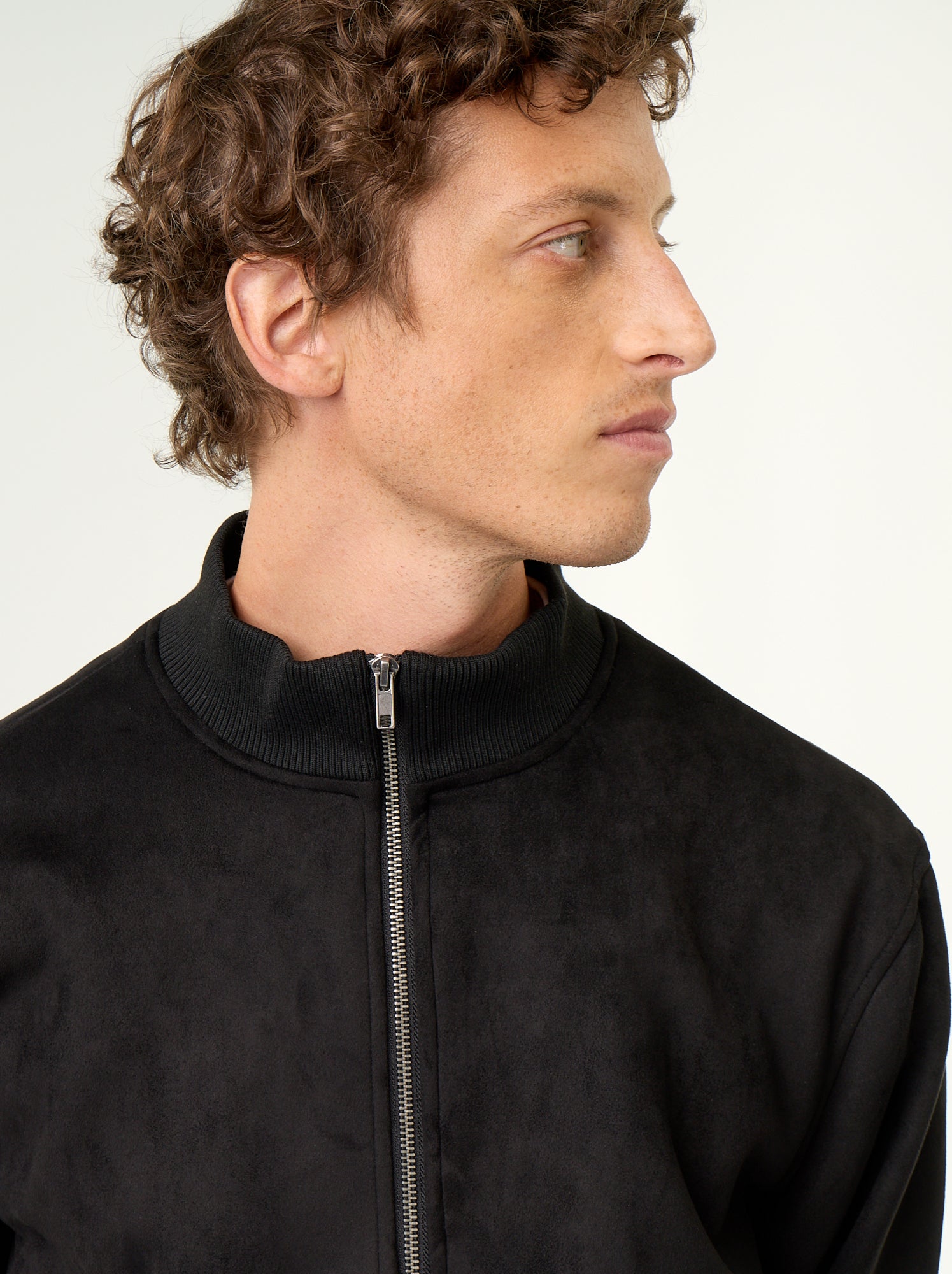 Blouson en suédine zippé - Noir