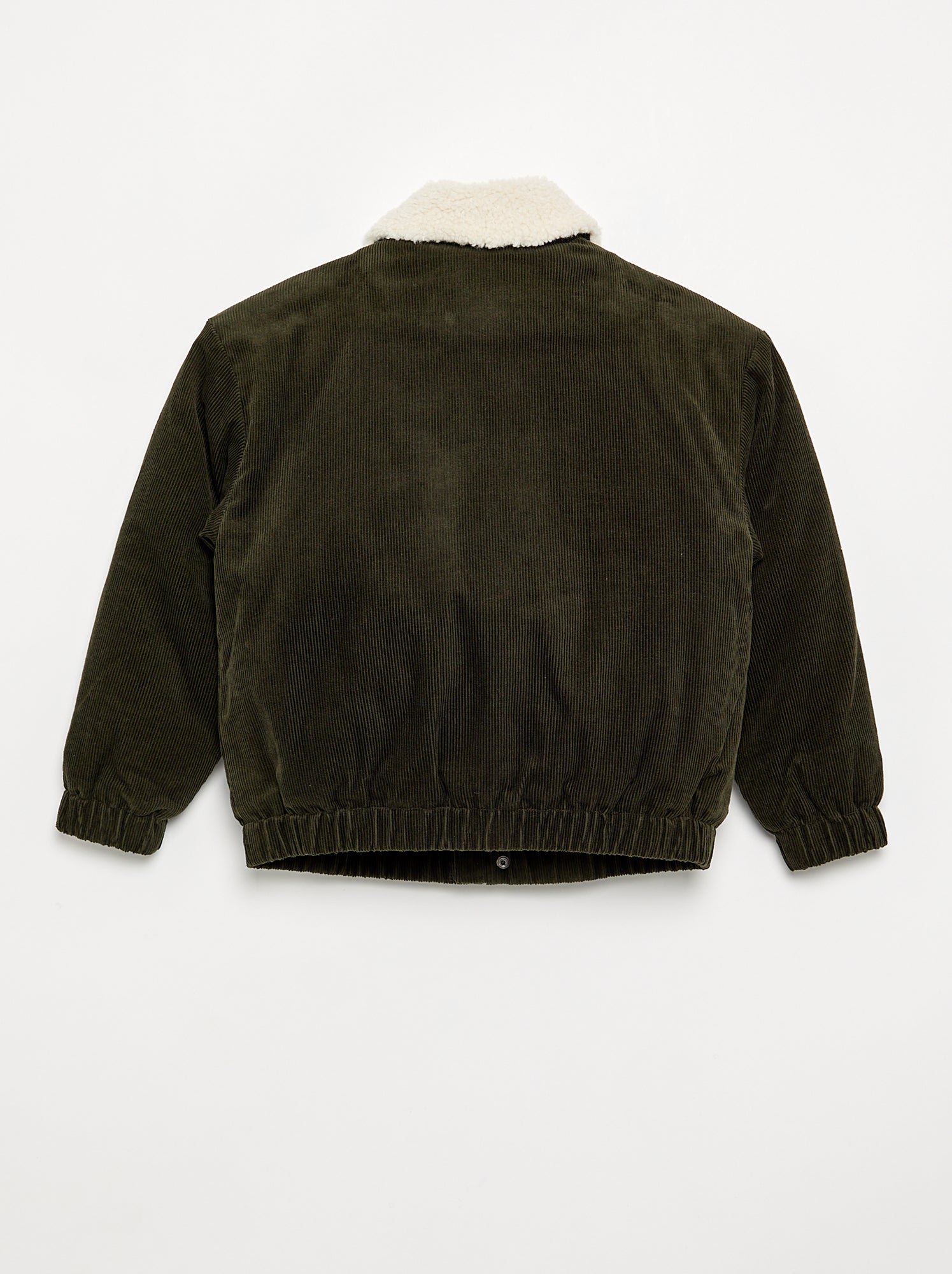 Blouson en velours côtelé et col moutonné - Vert