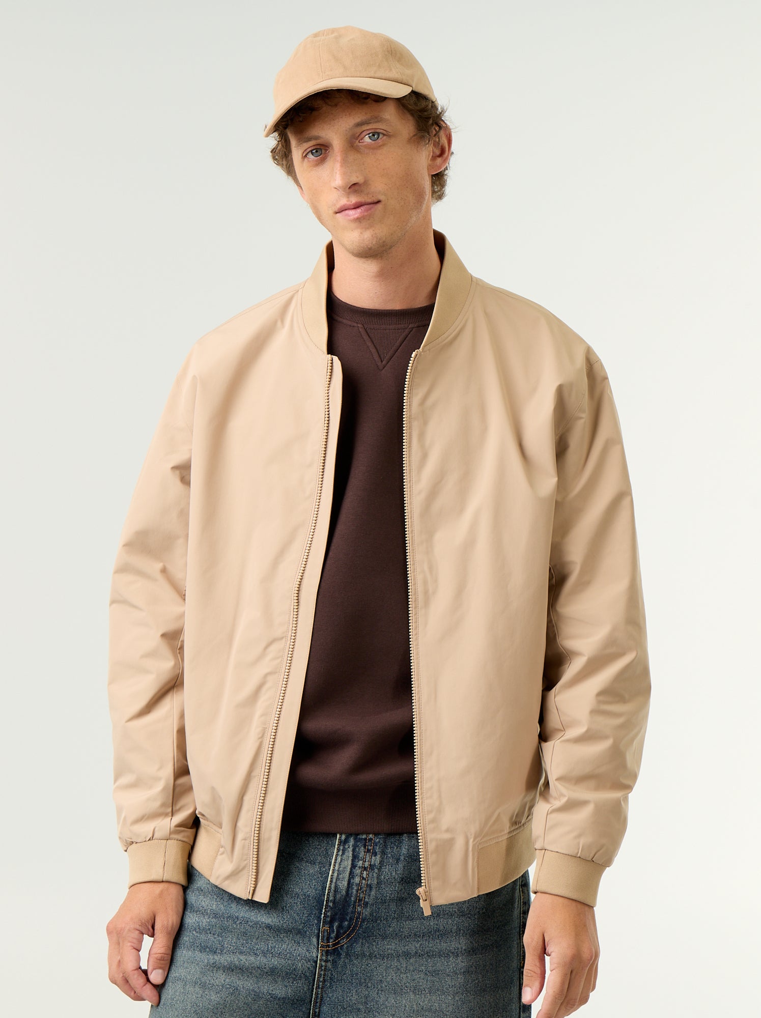 Blouson léger uni zippé - Beige