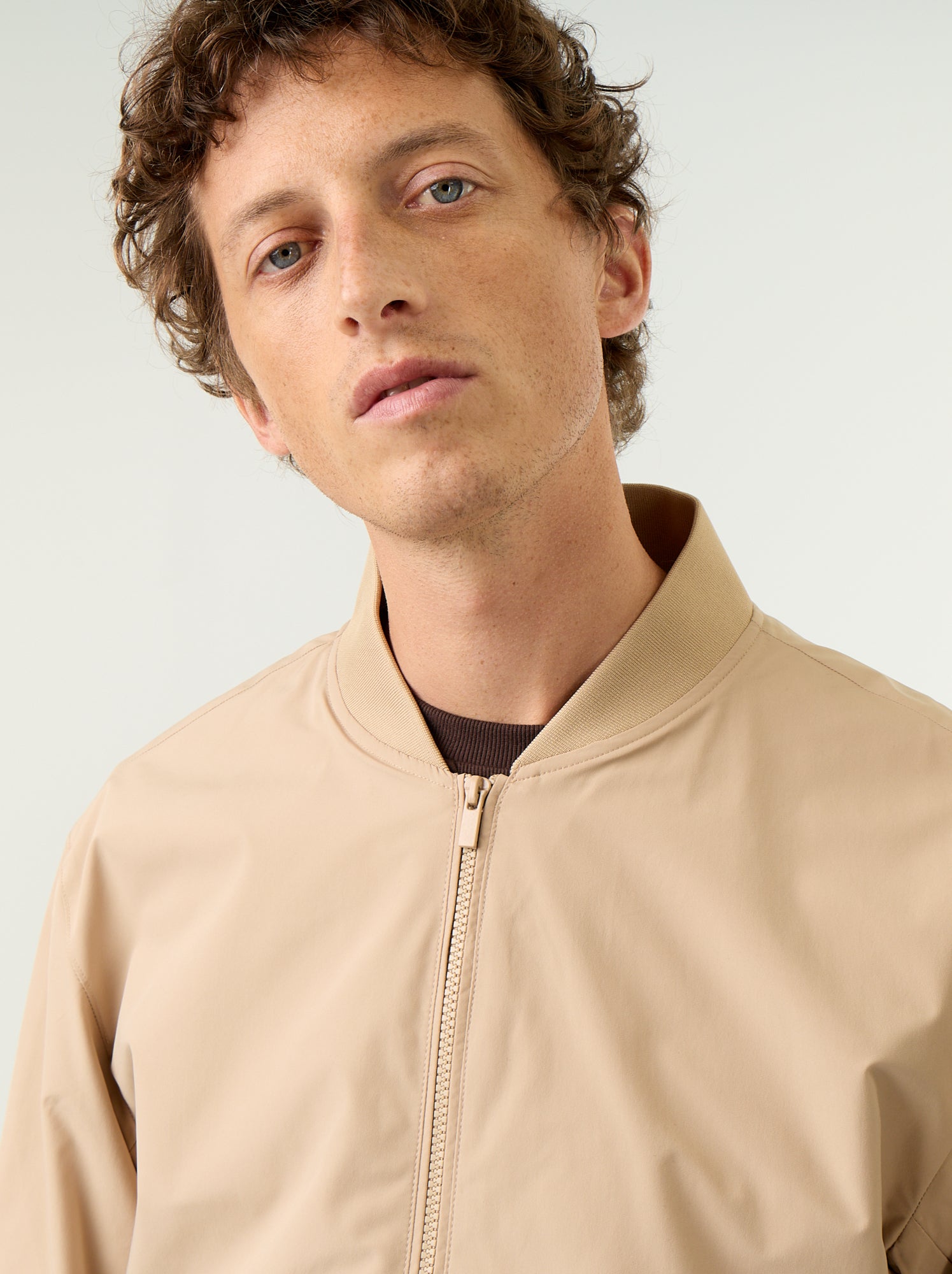 Blouson léger uni zippé - Beige